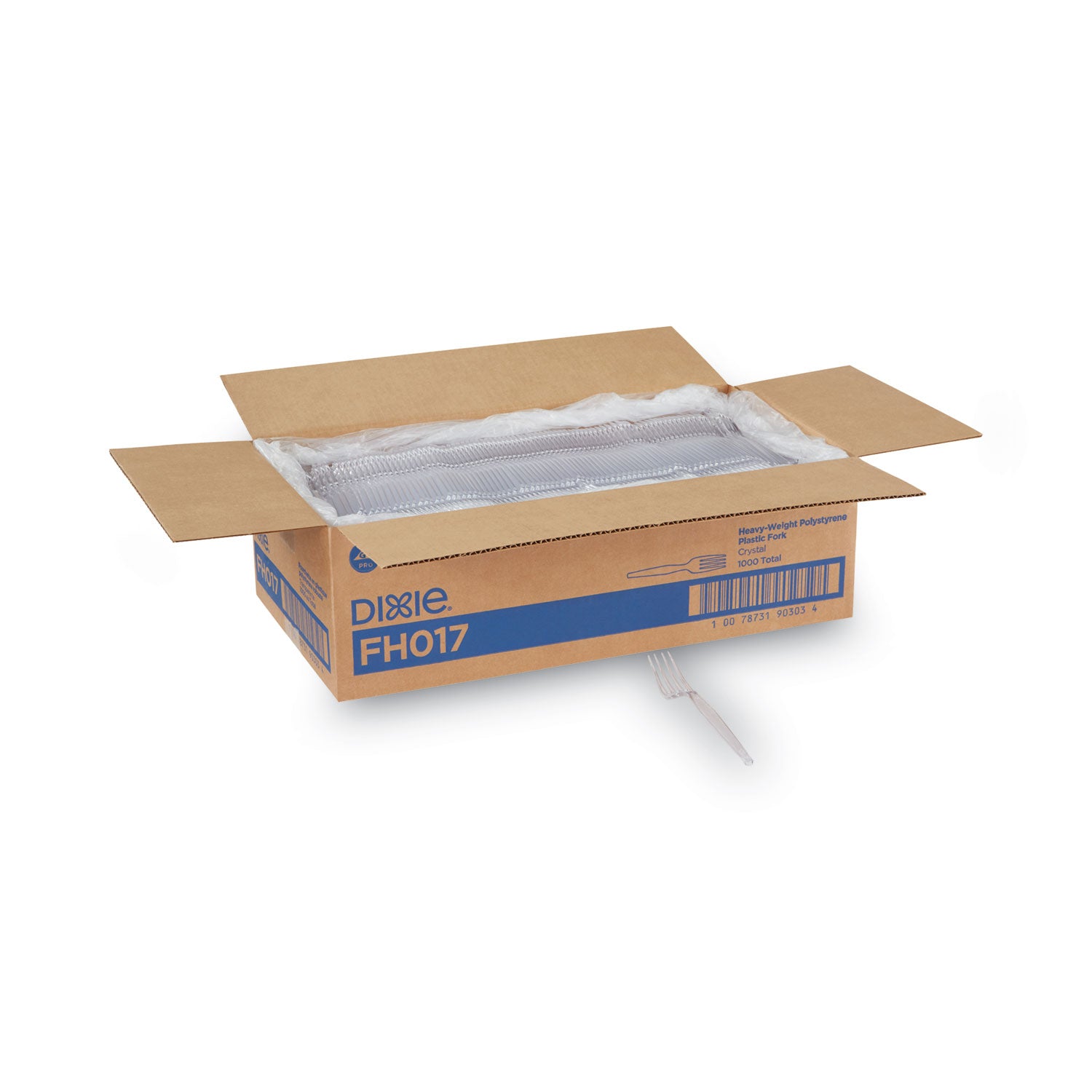 Dixie Heavyweight Plastic Cutlery - Fork - 1 x Fork - Breakroom - Disposable - Clear - 1000 / Carton