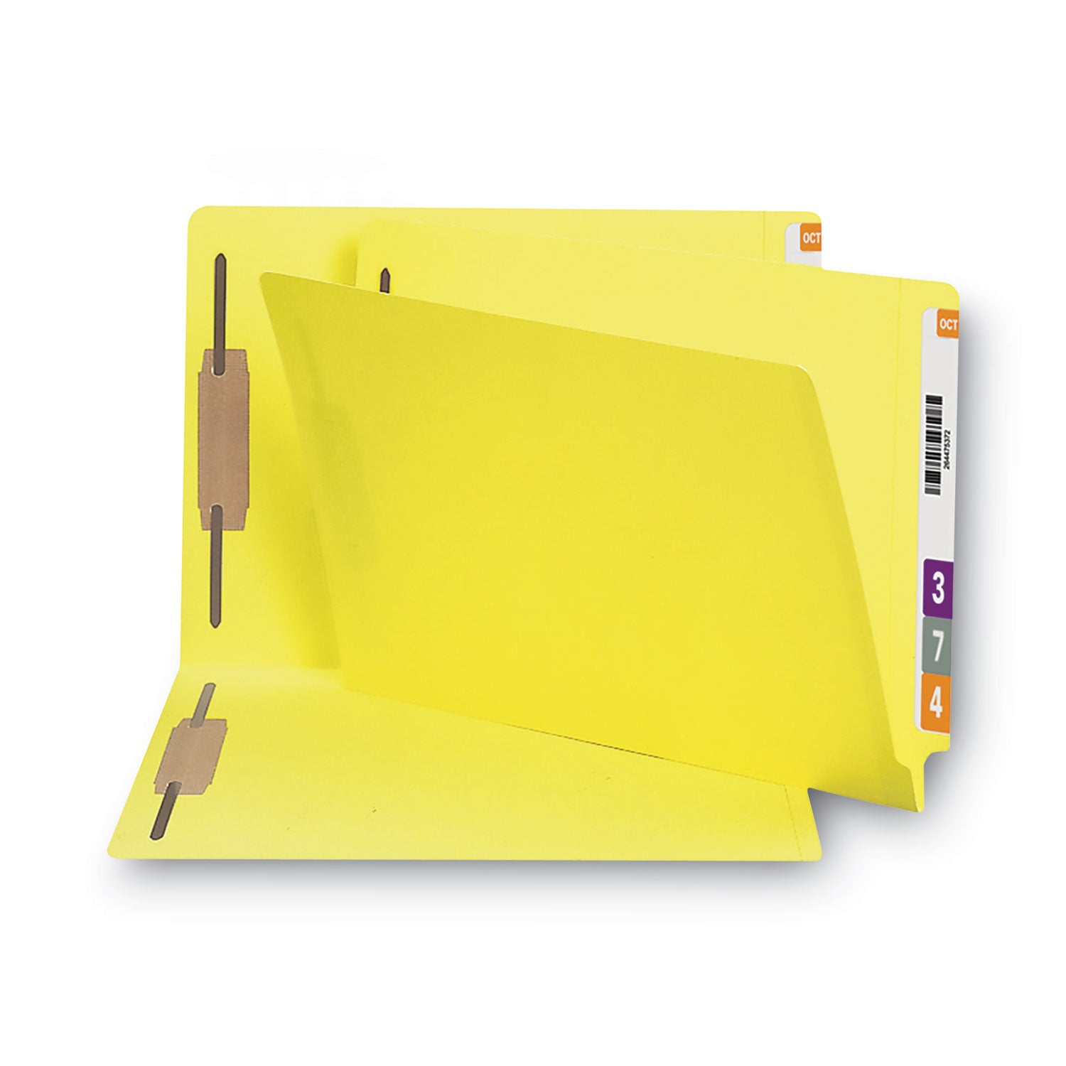 Smead Shelf-Master Straight Tab Cut Legal Recycled Fastener Folder - 8 1/2" x 14" - 3/4" Expansion - 2 x 2B Fastener(s) - 2" for Folder - 11 pt. - 2 Plys - Yellow - 10% Recycled - 50 / Box