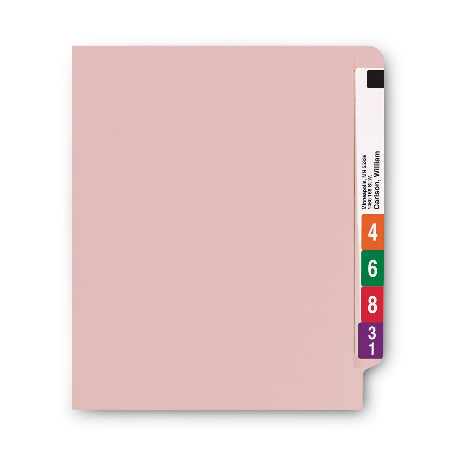 Smead Shelf-Master Straight Tab Cut Letter Recycled End Tab File Folder - 8 1/2" x 11" - 11 pt. - 2 Plys - Pink - Reinforced - 10% Recycled - 100 / Box