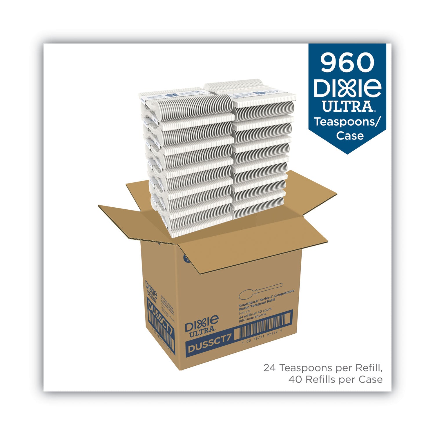 Dixie Ultra SmartStock Cutlery Set, Teaspoon, Natural Beige, CPLA Plastic, 960 per Case