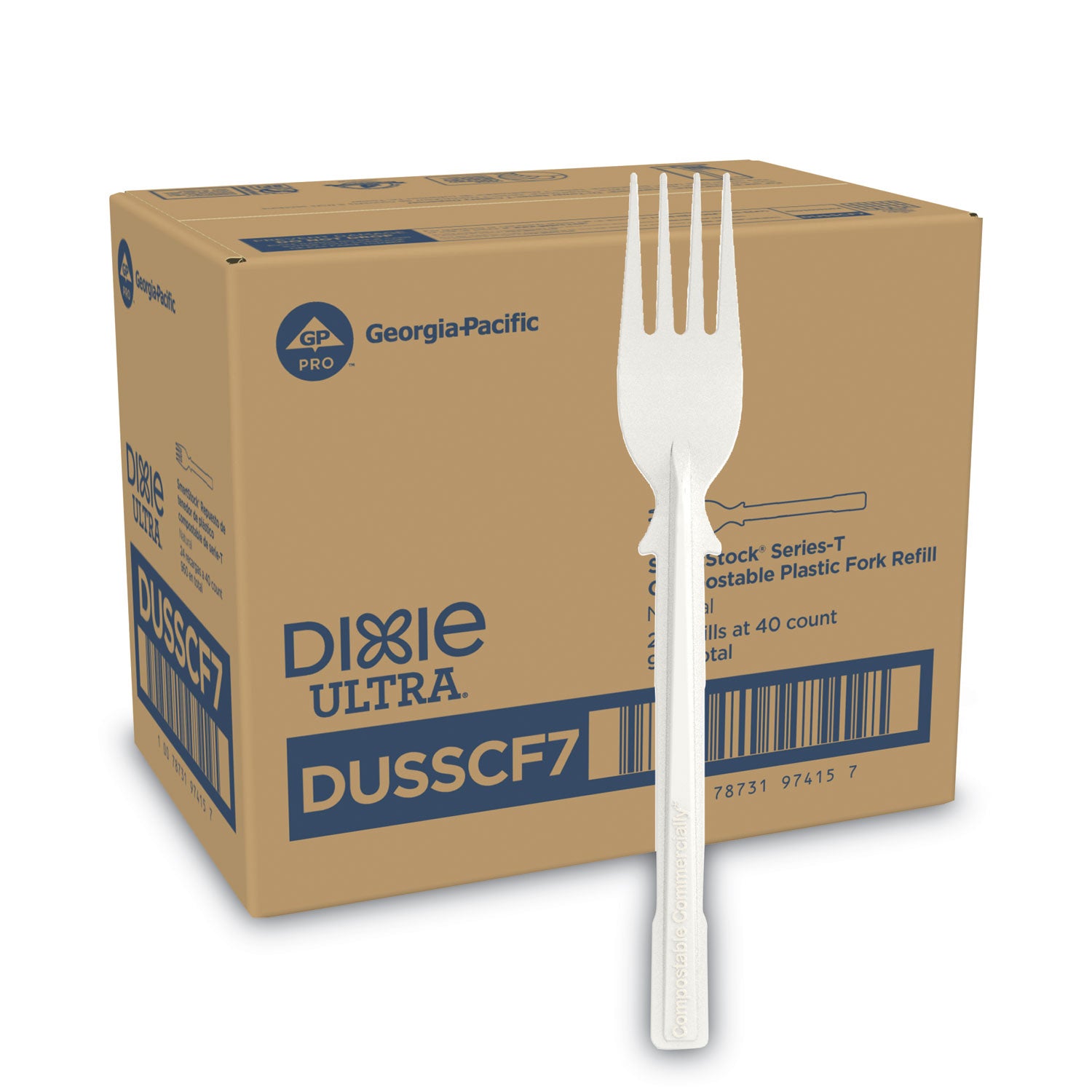 Dixie Ultra SmartStock Cutlery Set, Forks, Disposable, Plastic CPLA, Natural Beige, 960 per Case