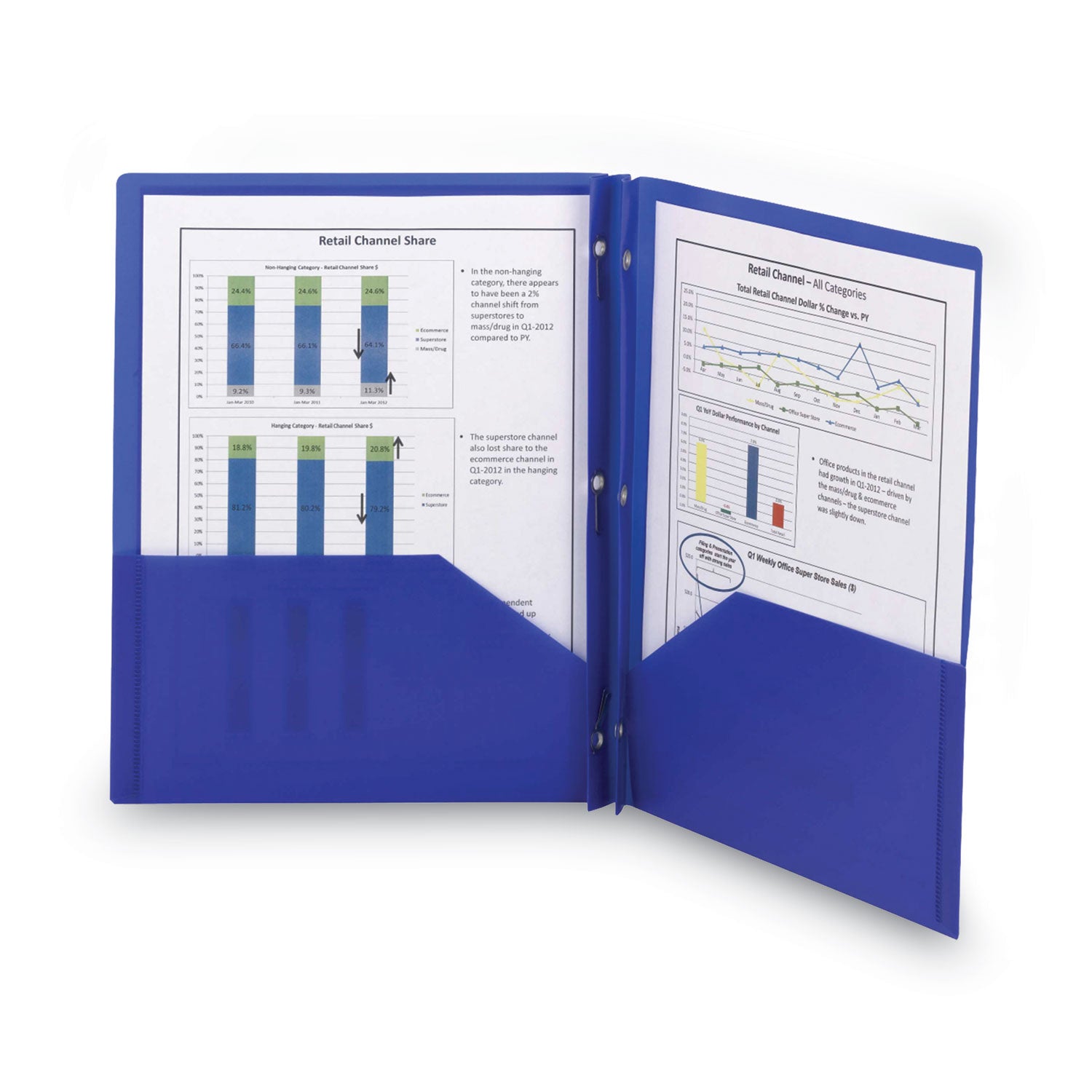 Smead Letter Pocket Folder - 8 1/2" x 11" - 50 Sheets Capacity - 2 Pocket(s) - Polypropylene - Blue - 25 / Box