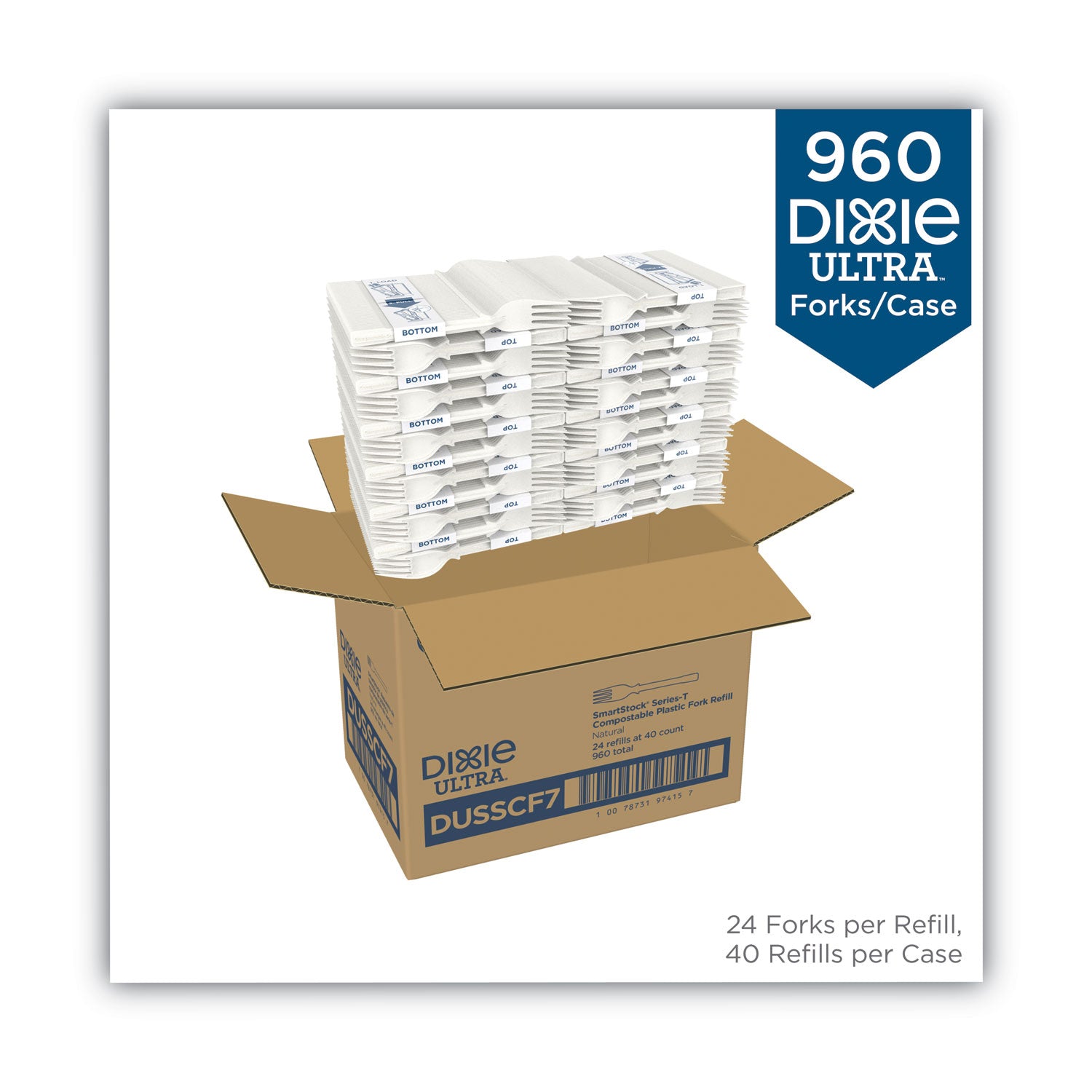 Dixie Ultra SmartStock Cutlery Set, Forks, Disposable, Plastic CPLA, Natural Beige, 960 per Case