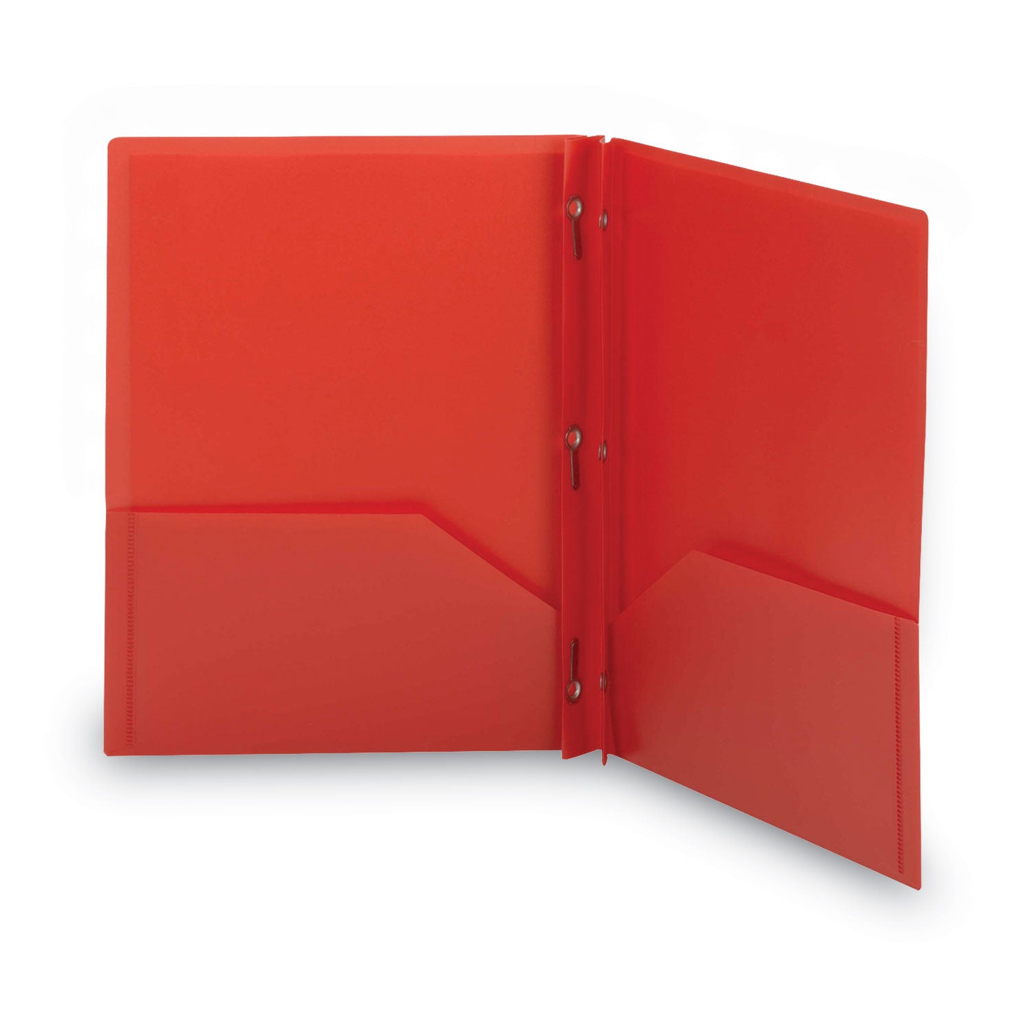Smead Letter Pocket Folder - 8 1/2" x 11" - 80 Sheets Capacity - Double Tang Fastener(s) - 2 Pocket(s) - Polypropylene - Red - 25/Box - 25 / Box