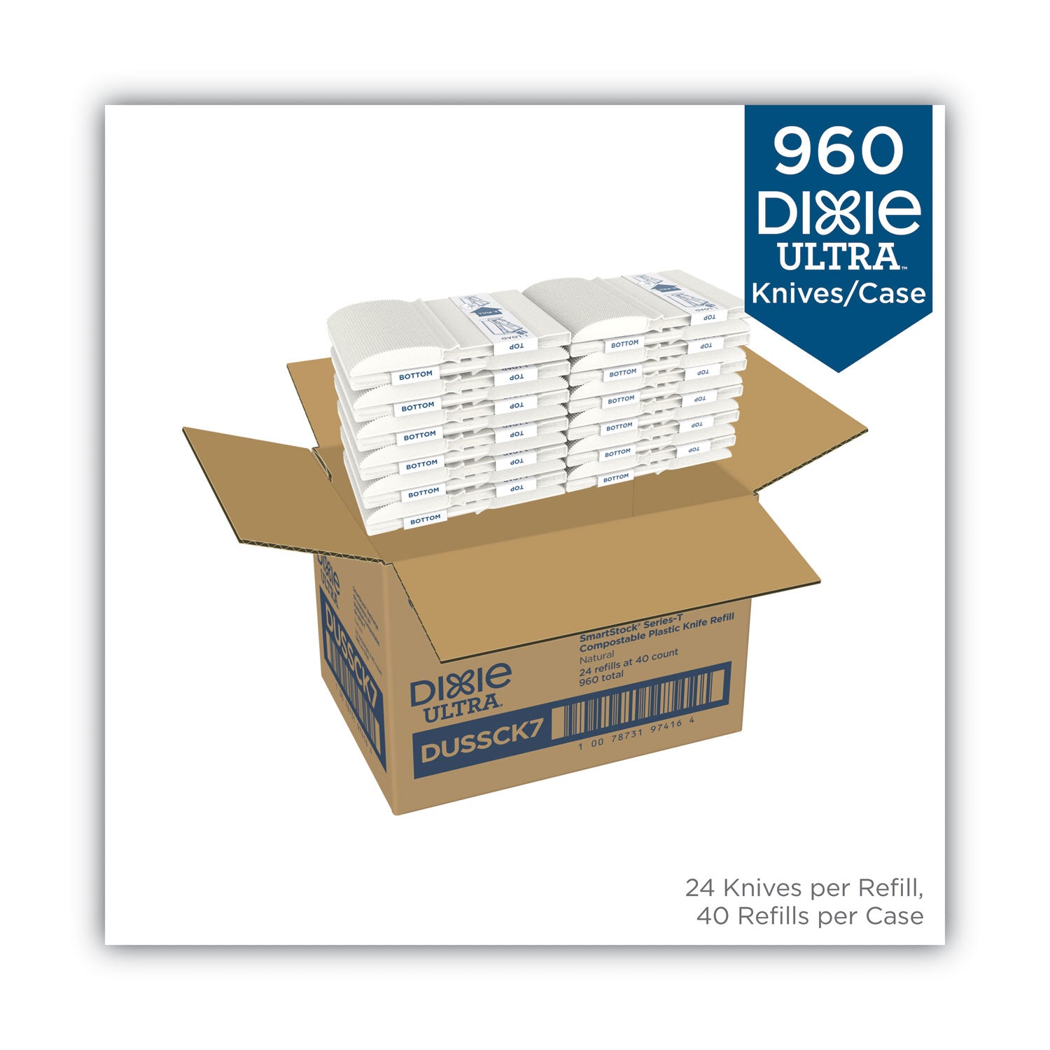 Dixie Ultra SmartStock Cutlery Set, Knife, Disposable, CPLA, Natural Beige, 960 per Case