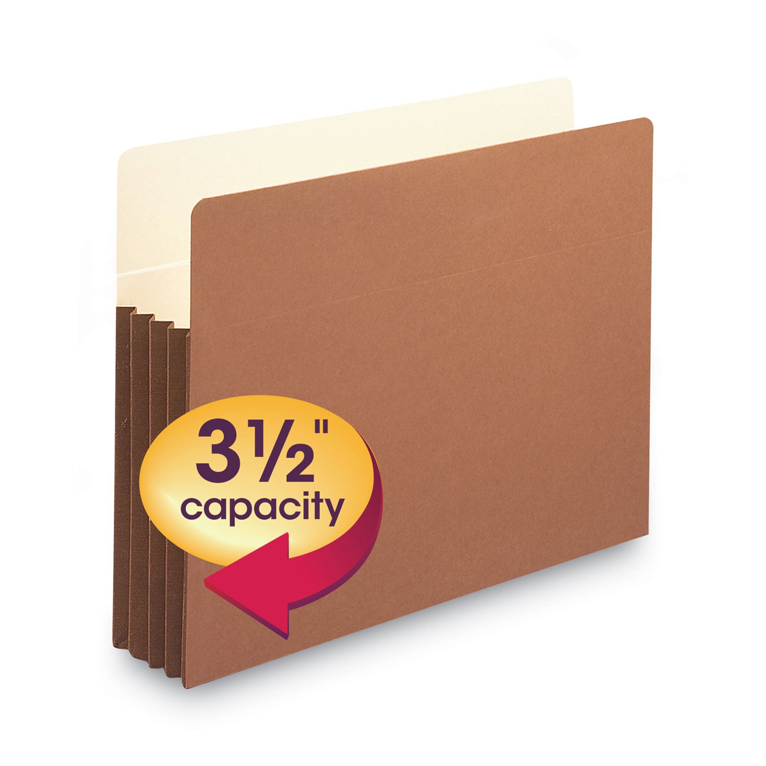 Smead Straight Tab Cut Letter Recycled File Pocket - 8 1/2" x 11" - 3 1/2" Expansion - Top Tab Location - 12.5 pt. - Redrope - Tear Resistant, Rounded Corner, Reinforced Gusset - 30% Recycled - 10 / Box