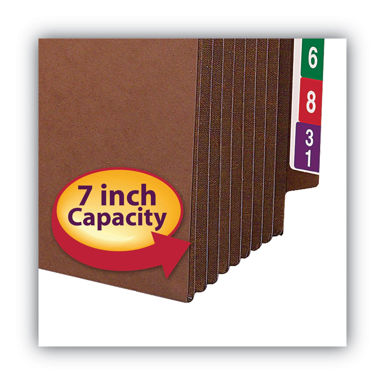 Smead TUFF Straight Tab Cut Letter Recycled File Pocket - 8 1/2" x 11" - 7" Expansion - 16.5 pt. - 2 Plys - Redrope - Rip Resistant, Tear Resistant, Reinforced Tab, Heavyweight Cover - 30% Recycled - 5 / Box
