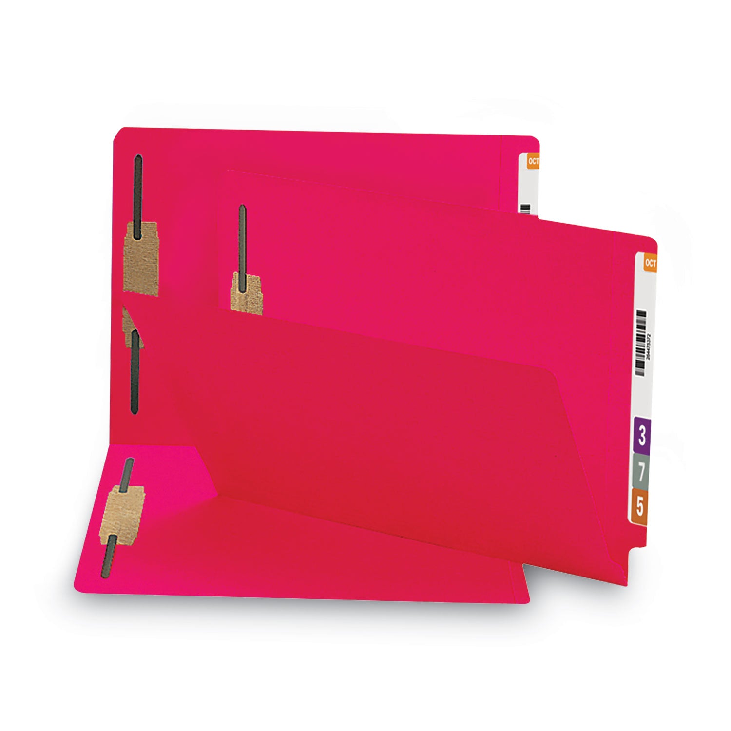 Smead Colored Straight Tab Cut Legal Recycled Fastener Folder - 8 1/2" x 14" - 3/4" Expansion - 2 x 2B Fastener(s) - 2" for Folder - End Tab Location - 11 pt. - 2 Plys - Red - Heavyweight - 10% Recycled - 50 / Box