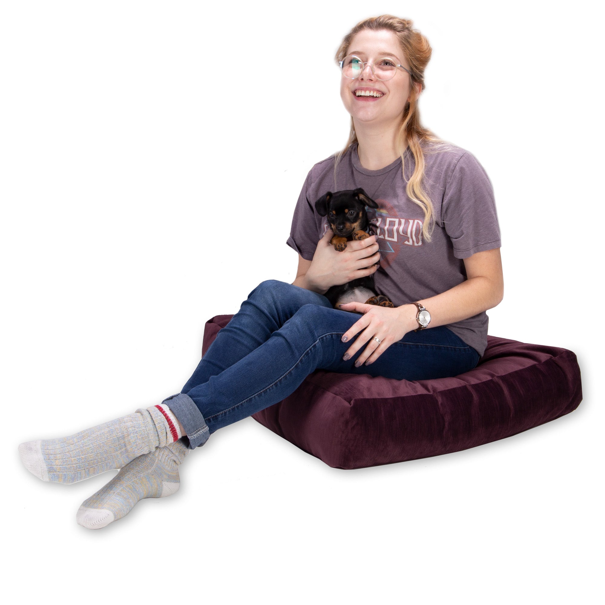 Jaxx Brio Large Décor Floor Pillow/Meditation Yoga Cushion, Plush Microvelvet, Pinot