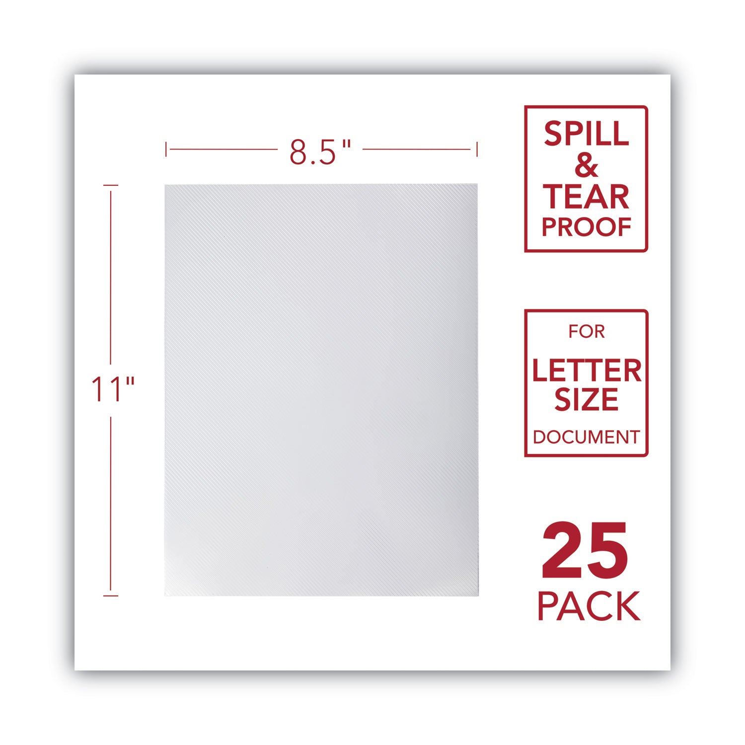 For Letter 8 1/2" x 11" Sheet - Clear - Polypropylene - 25 / Pack