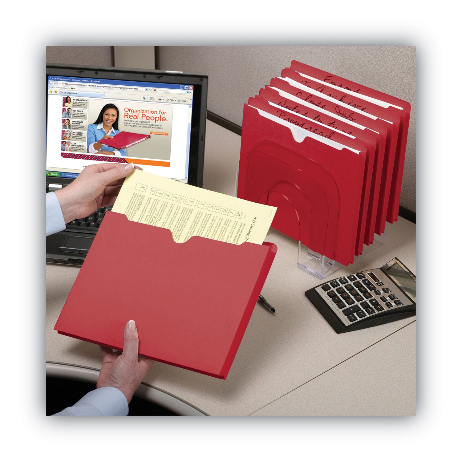 Smead Colored Straight Tab Cut Letter Recycled File Jacket - 8 1/2" x 11" - 2" Expansion - 11 pt. - 2 Plys - Red - Slip Resistant, Reinforced Tab - 10% Recycled - 50 / Box