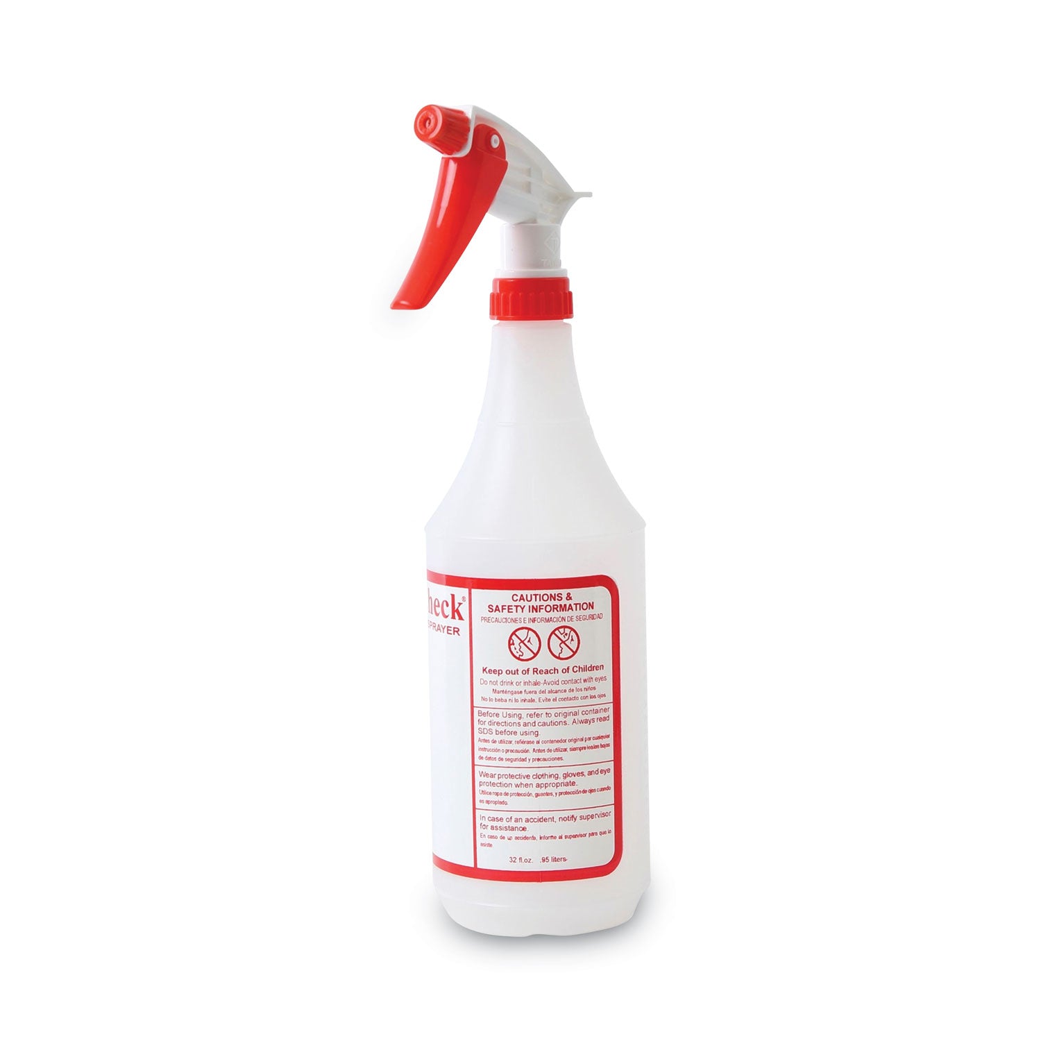 General Purpose Plastic Bottle with Trigger Spray, 32 oz, Clear/Red, 3/Pack