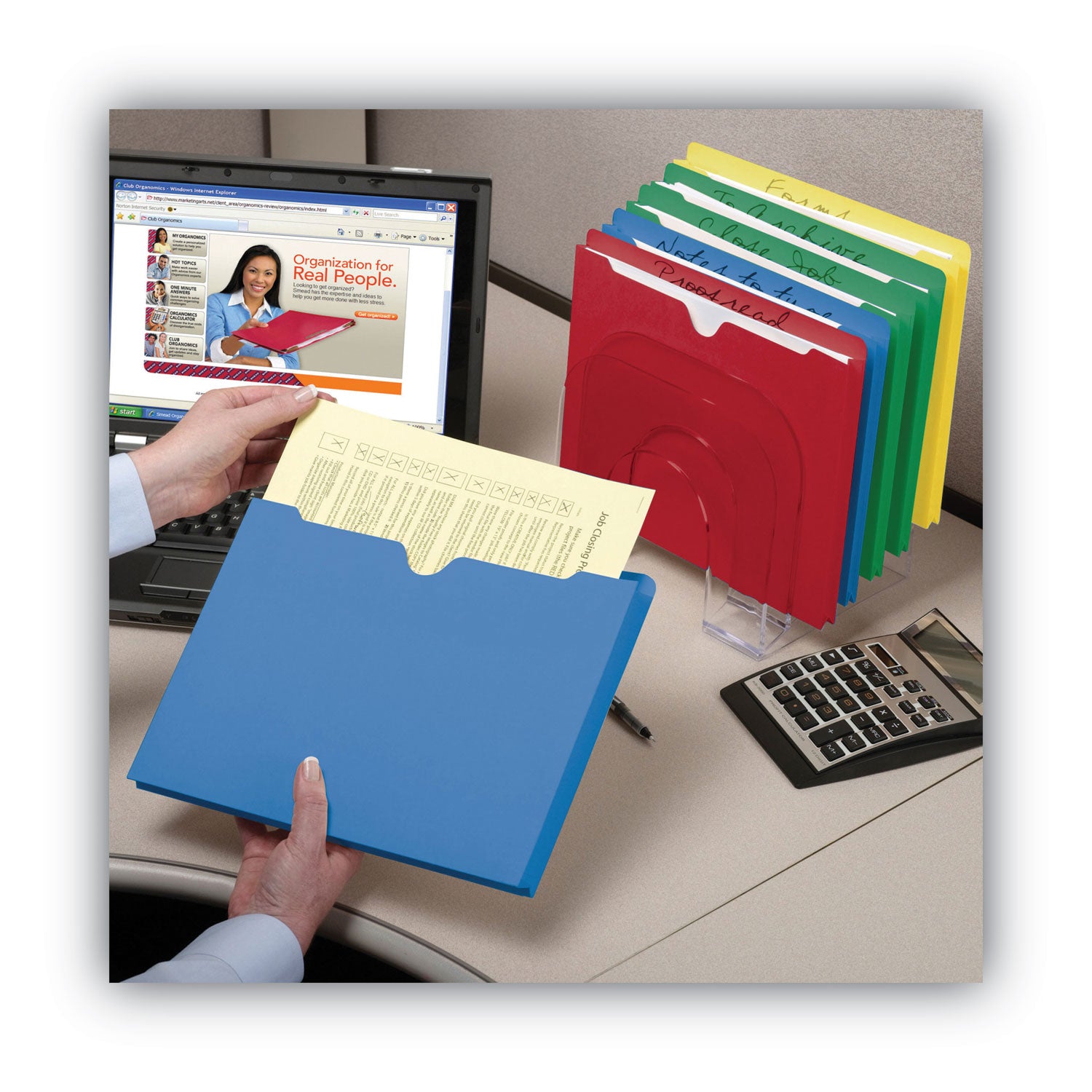 Smead Colored Straight Tab Cut Letter Recycled File Jacket - 8 1/2" x 11" - 2" Expansion - 11 pt. - 2 Plys - Blue, Green, Red, Yellow - Slip Resistant, Reinforced Tab - 10% Recycled - 50 / Box