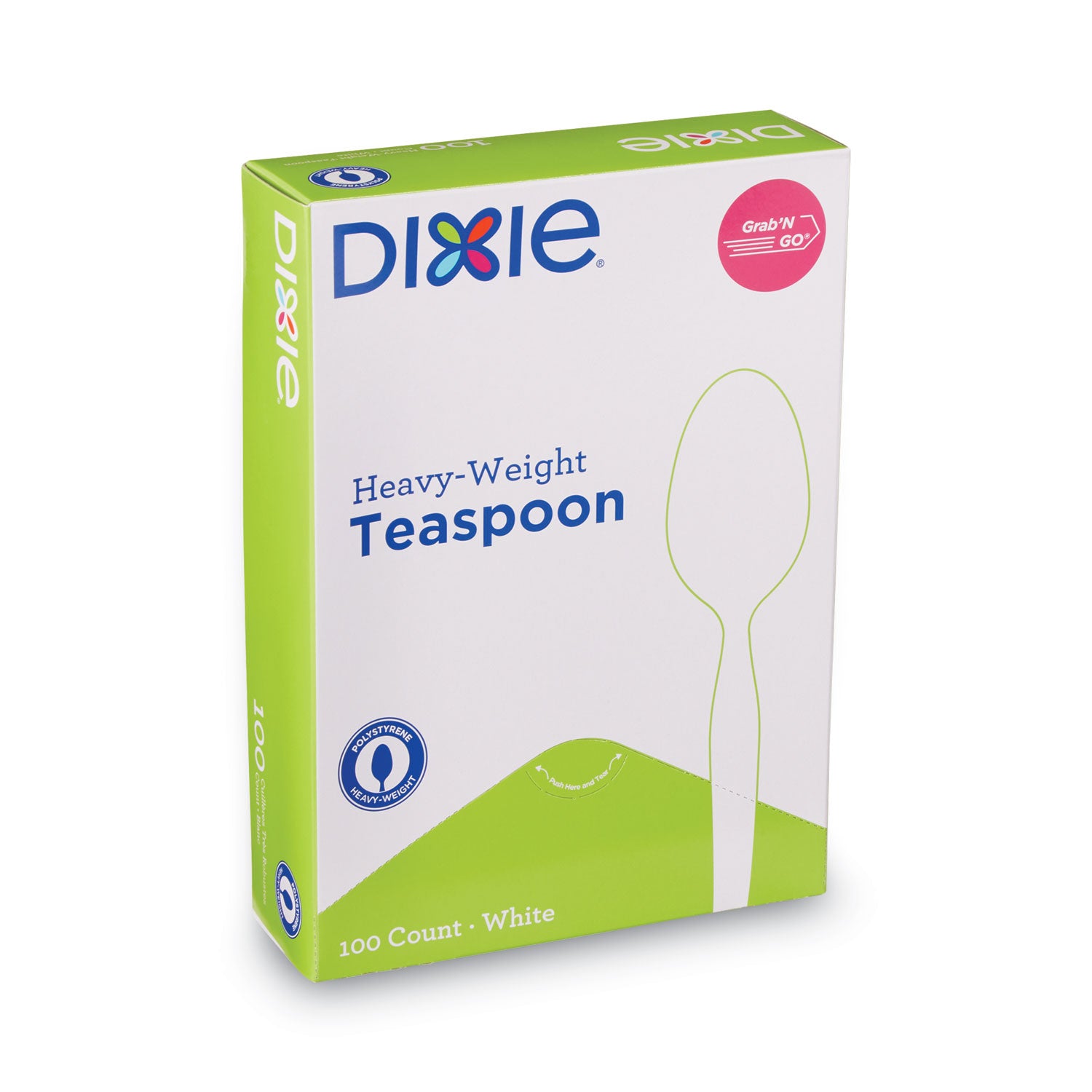 Dixie Heavyweight Disposable Teaspoons Grab-N-Go by GP Pro - Teaspoon - 100 x Teaspoon - White - 100 / Box