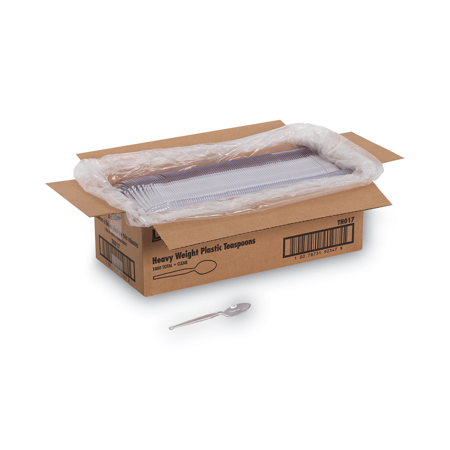 Dixie Heavyweight Plastic Cutlery - Teaspoon - 1 x Teaspoon - Breakroom - Disposable - Clear - 1000 / Carton