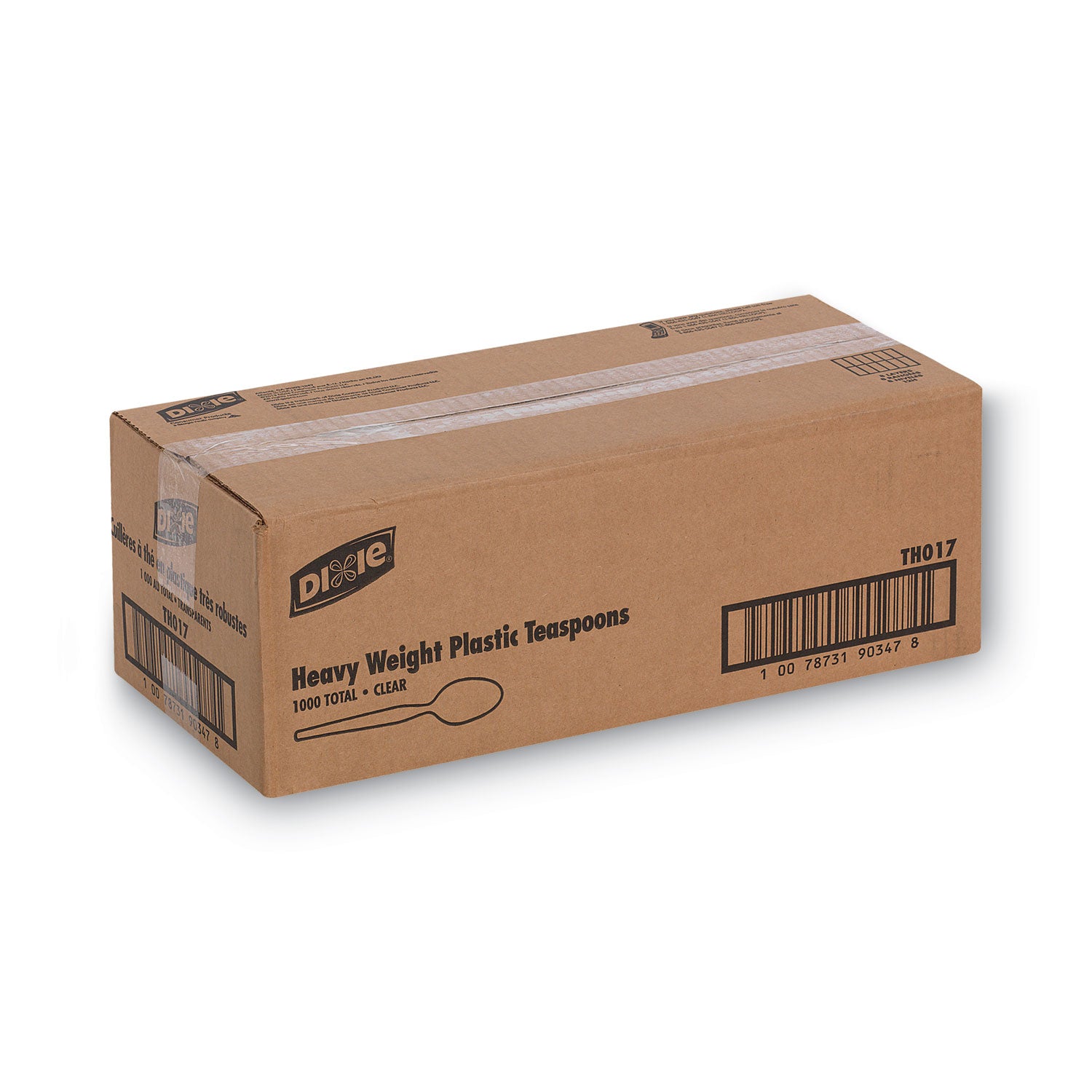 Dixie Heavyweight Plastic Cutlery - Teaspoon - 1 x Teaspoon - Breakroom - Disposable - Clear - 1000 / Carton