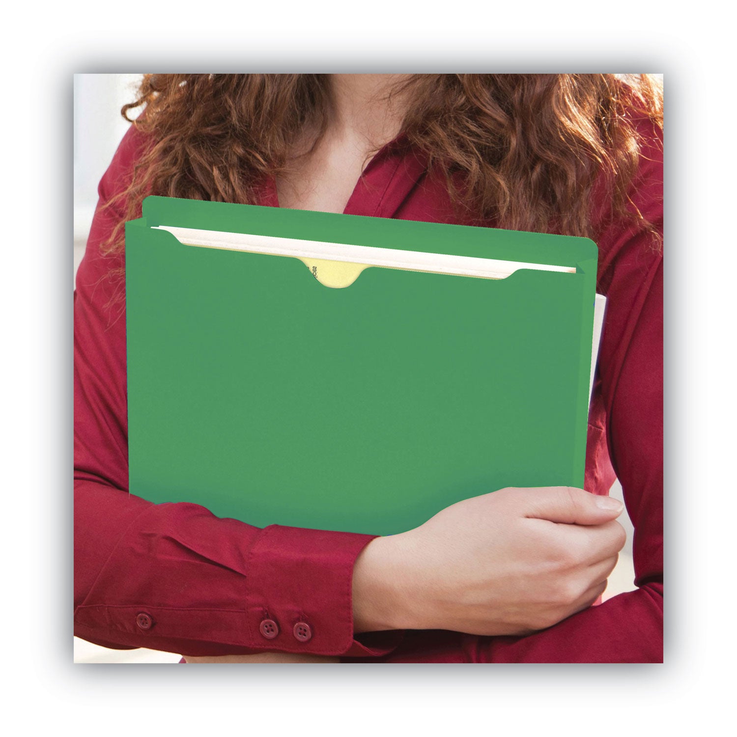 Smead Colored Straight Tab Cut Letter Recycled File Jacket - 8 1/2" x 11" - 2" Expansion - 11 pt. - 2 Plys - Green - Slip Resistant, Reinforced Tab - 10% Recycled - 50 / Box