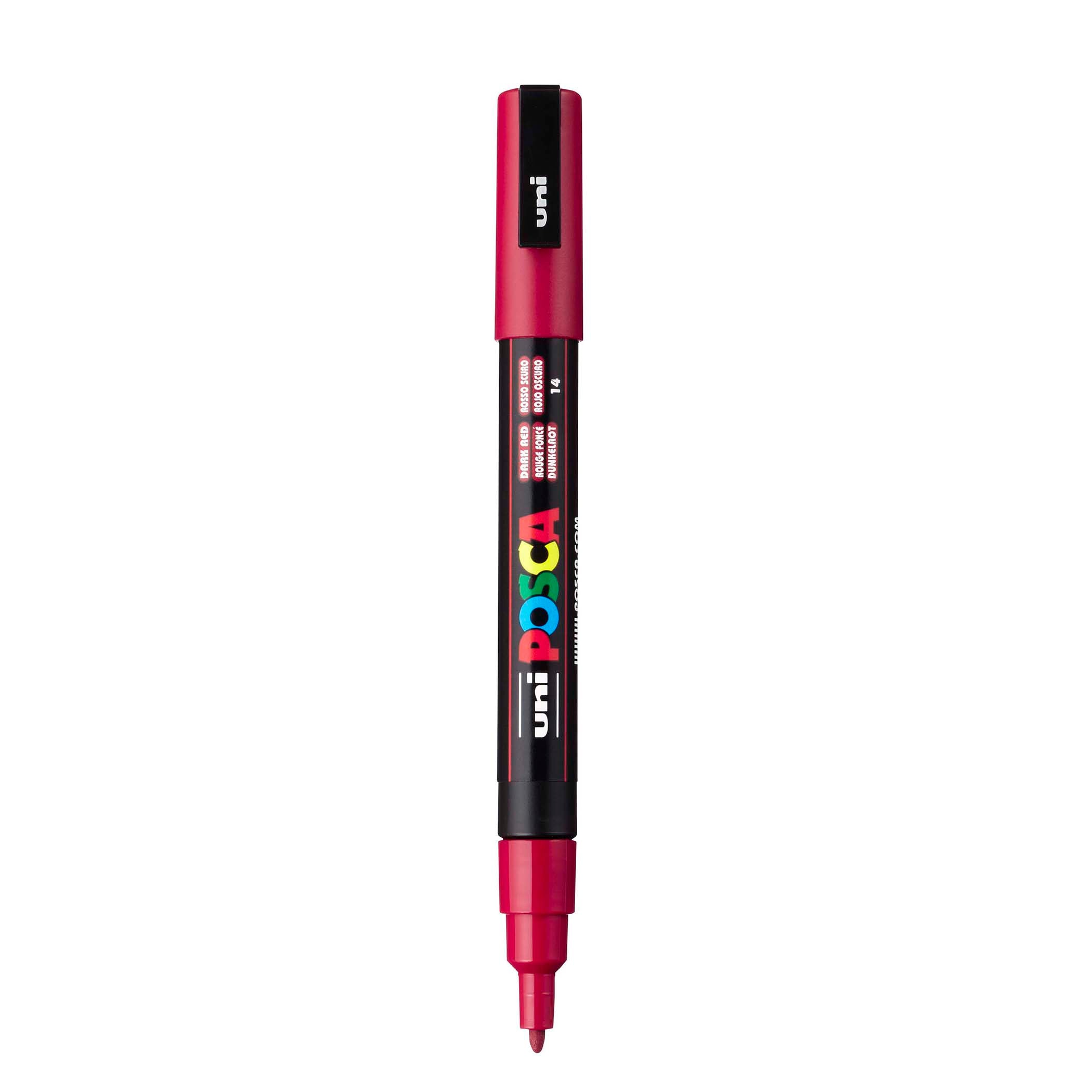 uni® POSCA PC-3M Water-Based Paint Markers, Reversible Fine Tip (0.9-1.3mm), Dark Red
