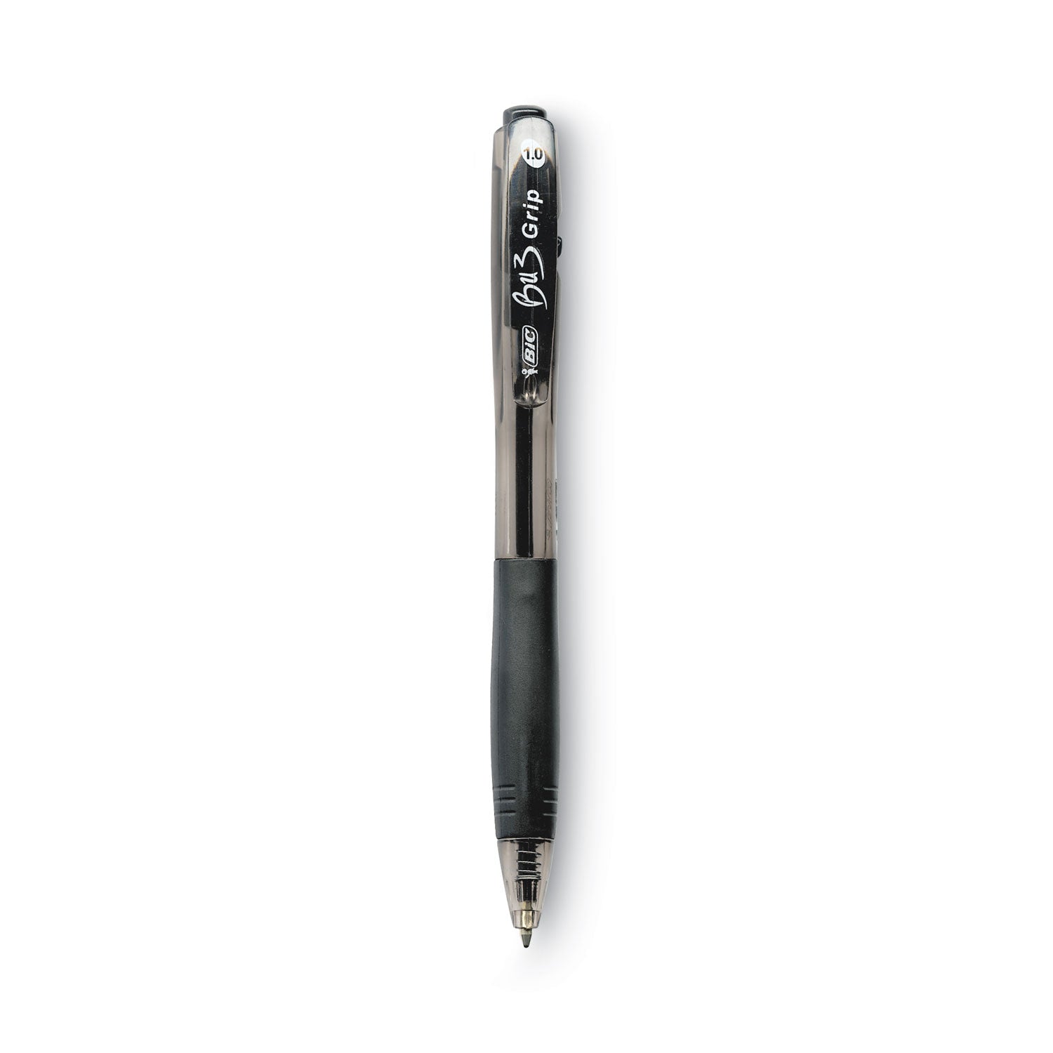 BU3 Ballpoint Pen, Retractable, Bold 1 mm, Black Ink, Smoke/Black Barrel, Dozen