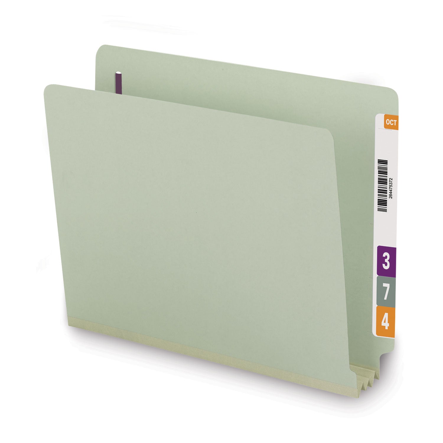 Smead Letter Recycled Fastener Folder - 8 1/2" x 11" - 3" Expansion - 2 x 2S Fastener(s) - 2" for Folder - End Tab Location - 25 pt. - Pressboard - Gray, Green - Heavy Duty, Rounded Corner - 100% Recycled - 25 / Box
