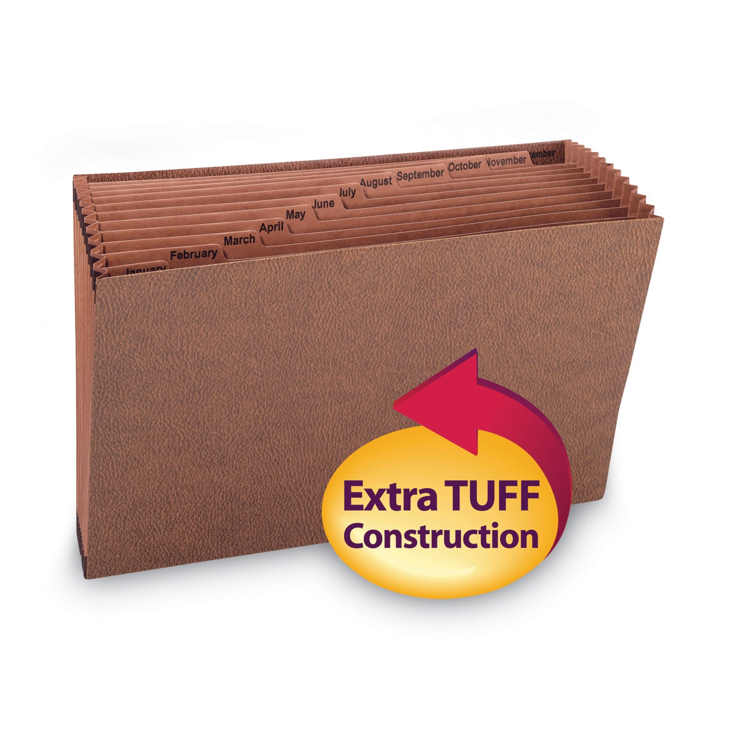 Smead TUFF Legal Recycled Expanding File - 8 1/2" x 14" - 7/8" Expansion - 12 Pocket(s) - Redrope - Tear Resistant, Reinforced Gusset - 30% Recycled - 1 Each