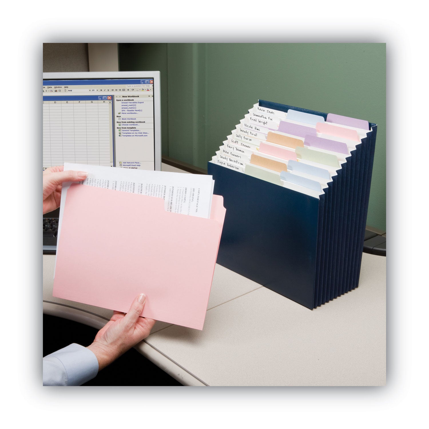 Smead 1/3 Tab Cut Letter Recycled Expanding File - 8 1/2" x 11" - 7/8" Expansion - 12 Pocket(s) - Top Tab Location - Assorted Tab Position - 11 Divider(s) - Navy - Tear Resistant - 10% Recycled - 1 Each