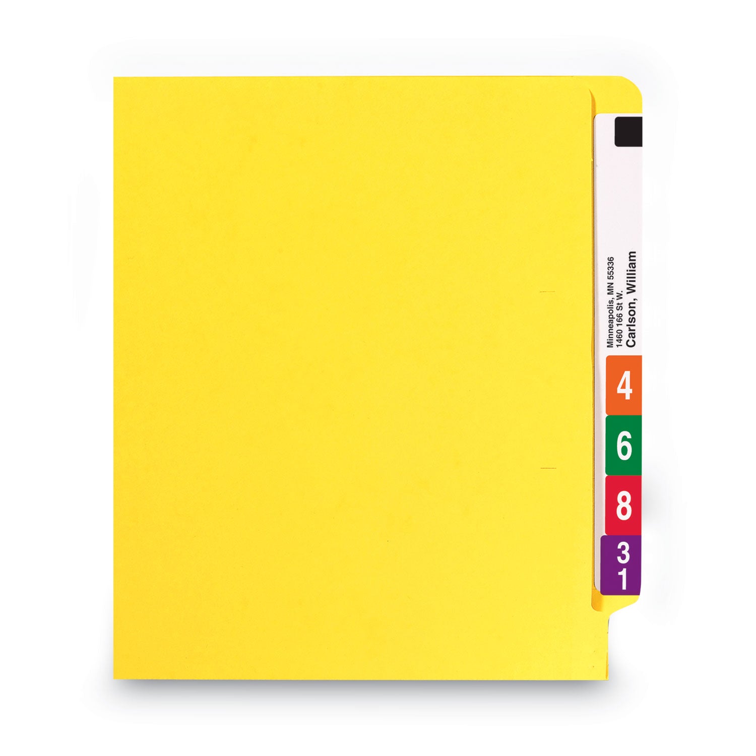 Smead Colored Straight Tab Cut Letter Recycled End Tab File Folder - 8 1/2" x 11" - 3/4" Expansion - 11 pt. - 2 Plys - Yellow - Heavy Duty, Reinforced Tab - 10% Recycled - 100 / Box