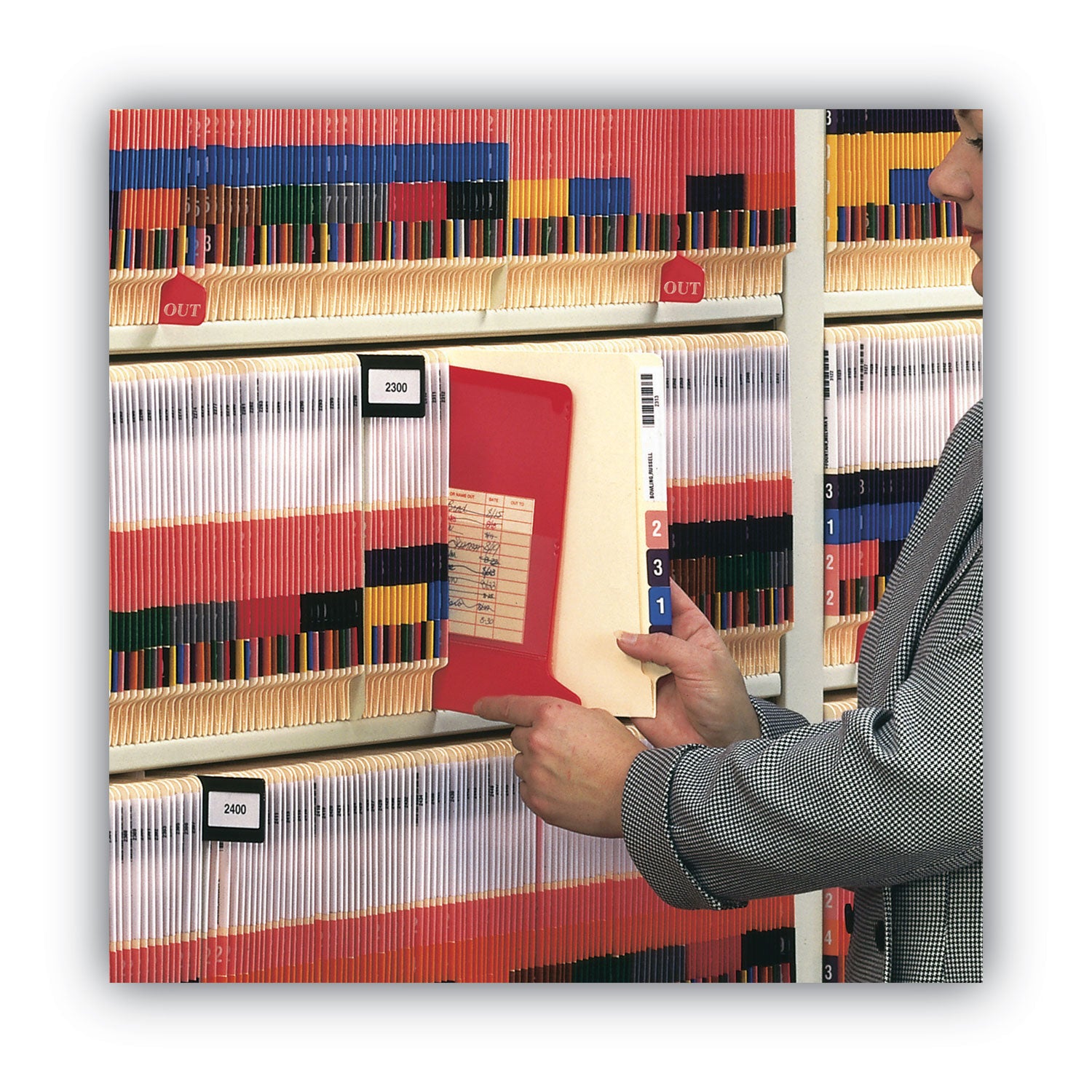 Smead End Tab Out Guides - Printed Bottom Tab(s) - Message - OUT - Letter - Red Poly Tab(s) - 25 / Box