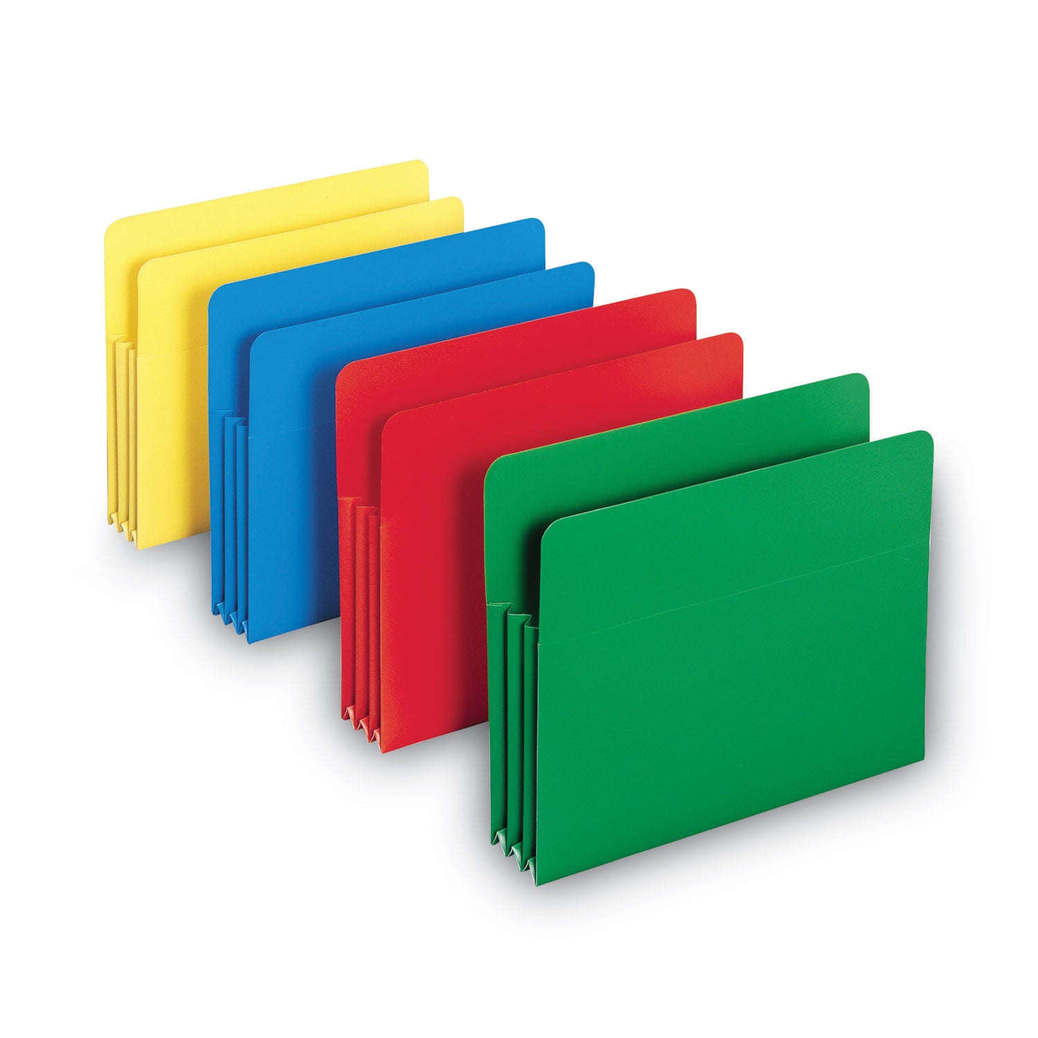 Smead Straight Tab Cut Letter File Pocket - 8 1/2" x 11" - 3 1/2" Expansion - Polypropylene - Blue, Green, Red, Yellow - 4 / Pack