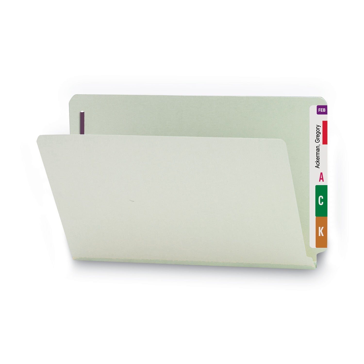 Smead Legal Recycled Fastener Folder - 8 1/2" x 14" - 1" Expansion - 2 x 2S Fastener(s) - 2" for Folder - End Tab Location - 25 pt. - Pressboard - Gray, Green - Heavy Duty, Rounded Corner - 100% Recycled - 25 / Box
