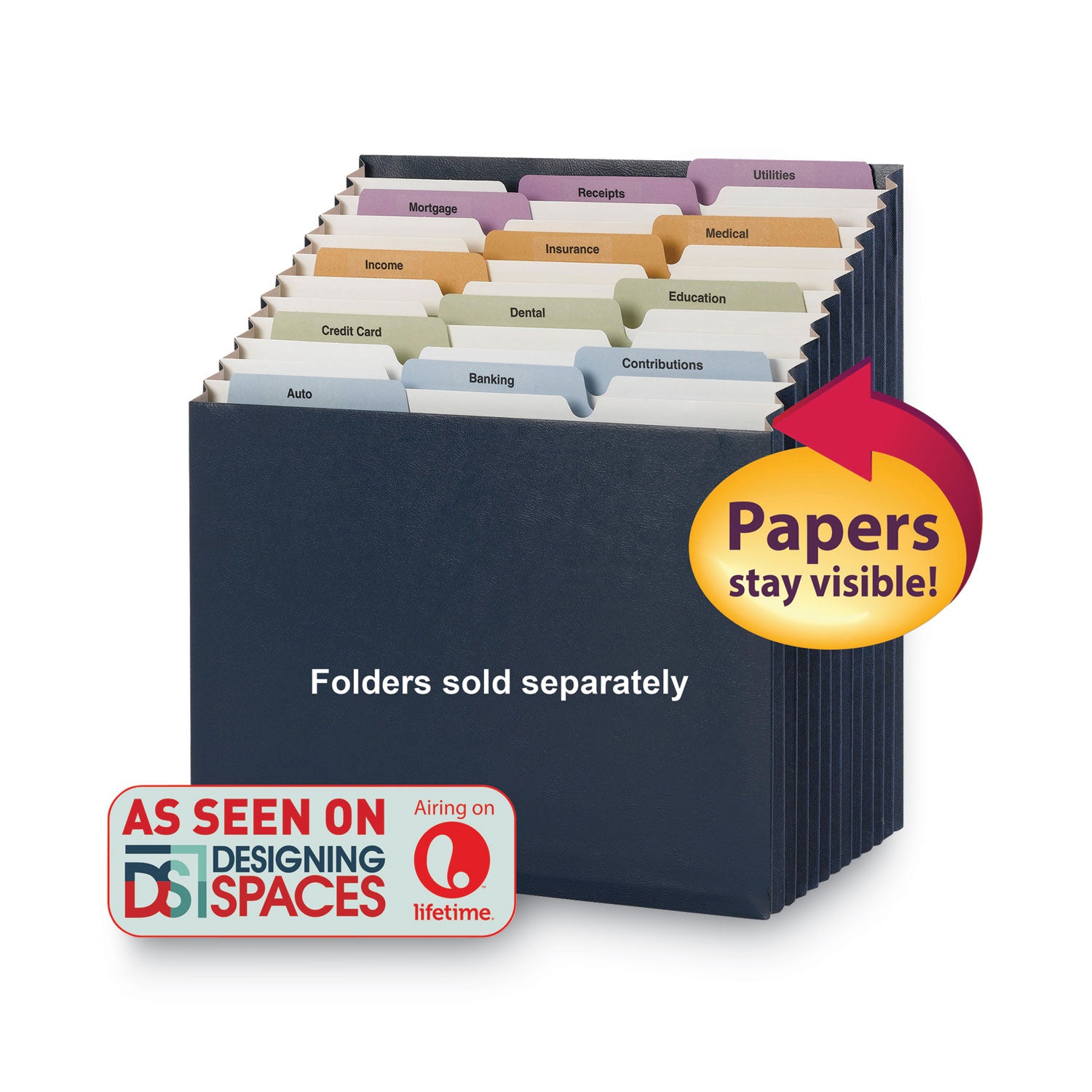 Smead 1/3 Tab Cut Letter Recycled Expanding File - 8 1/2" x 11" - 7/8" Expansion - 12 Pocket(s) - Top Tab Location - Assorted Tab Position - 11 Divider(s) - Navy - Tear Resistant - 10% Recycled - 1 Each