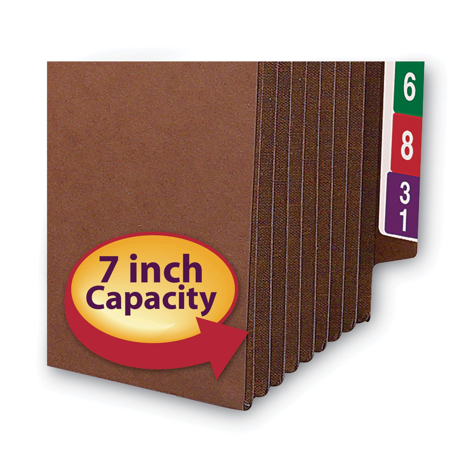 Smead TUFF Straight Tab Cut Legal Recycled File Pocket - 8 1/2" x 14" - 7" Expansion - 16.5 pt. - 2 Plys - Redrope - Tear Resistant, Reinforced Tab, Rip Resistant, Heavyweight Cover - 30% Recycled - 5 / Box