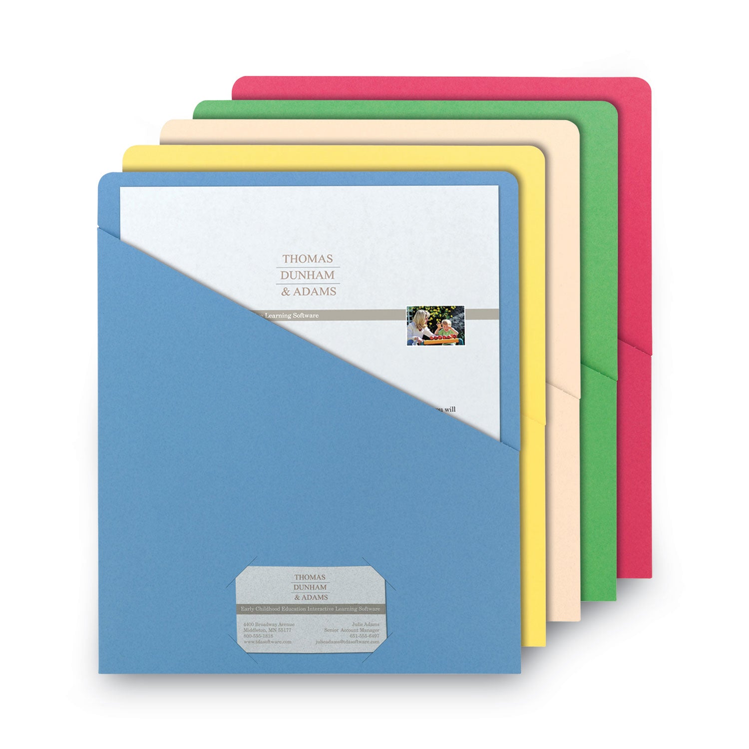 Smead Letter Recycled File Jacket - 8 1/2" x 11" - 11 pt. - Manila, Blue, Green, Red, Yellow - 10% Recycled - 25 / Pack