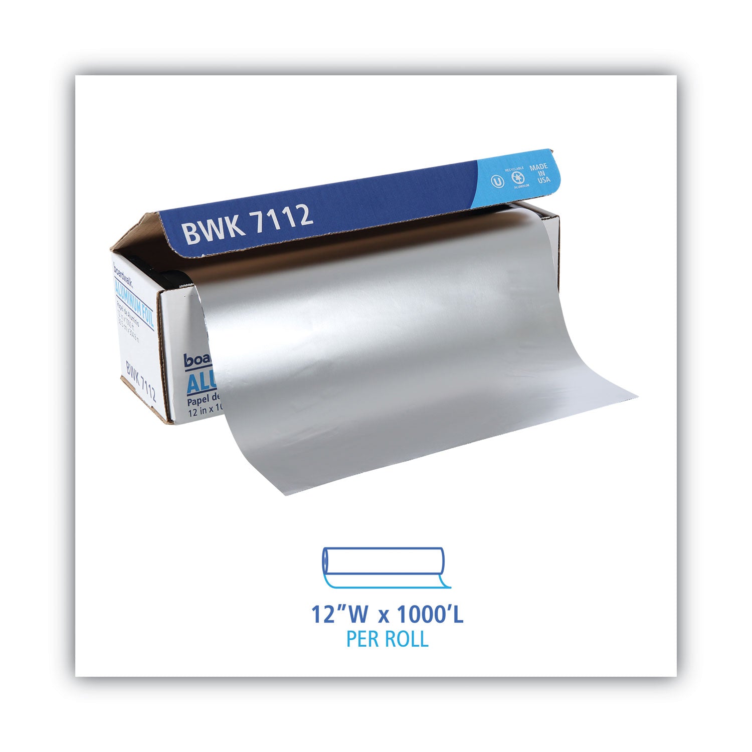 Standard Aluminum Foil Roll, 63 Gauge, 12" x 1,000 ft