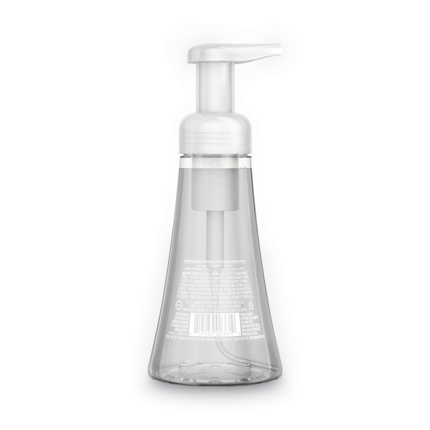 Method Foaming Hand Soap - Sweet Water Scent - 10 fl oz - Push Pump Dispenser - Hand - Clear - Paraben-free, Phthalate-free, Triclosan-free - 1 Each