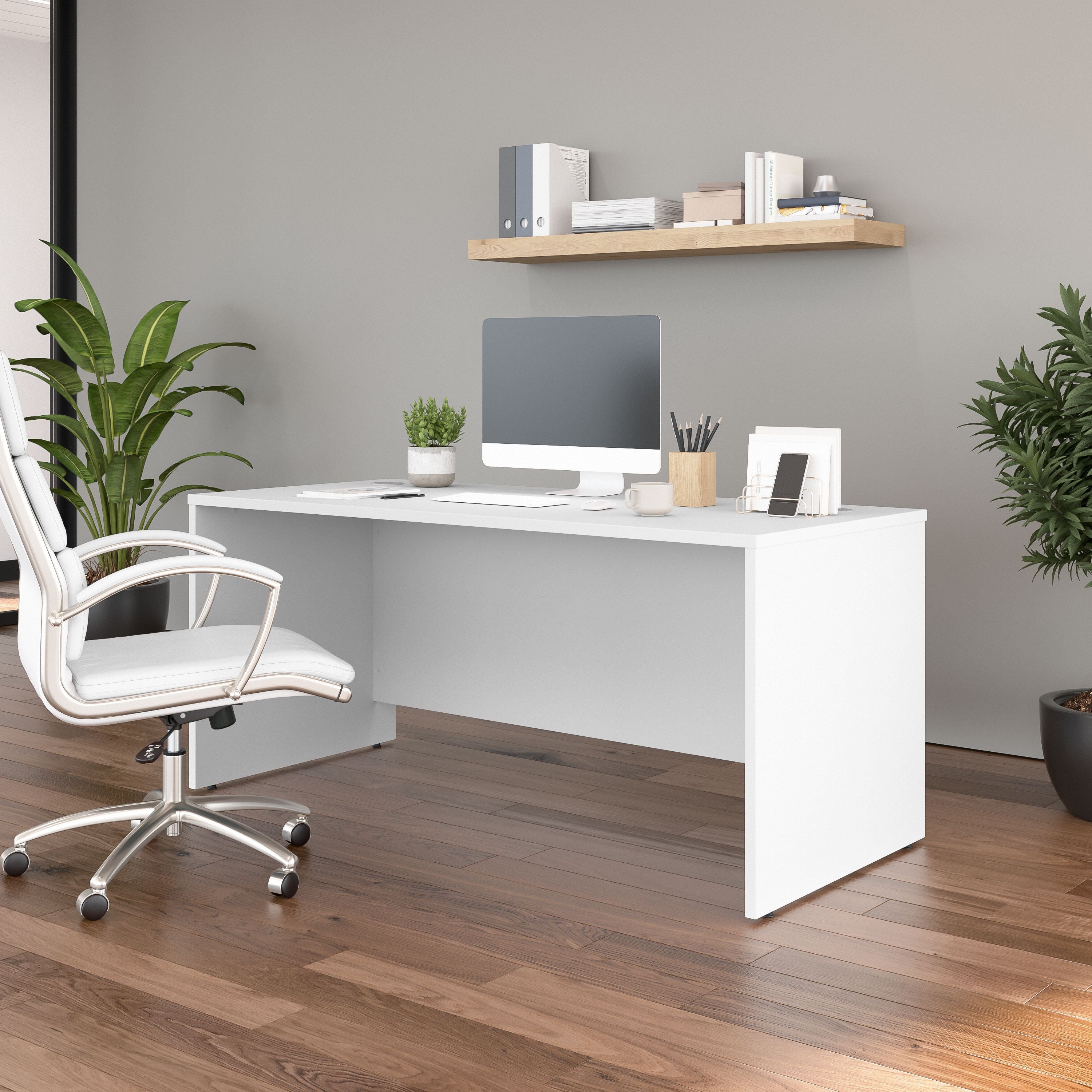 Bush Business Furniture Studio C 66W x 30D Office Desk in White - 65.98" Width x 29.37" Depth x 29.84" Height