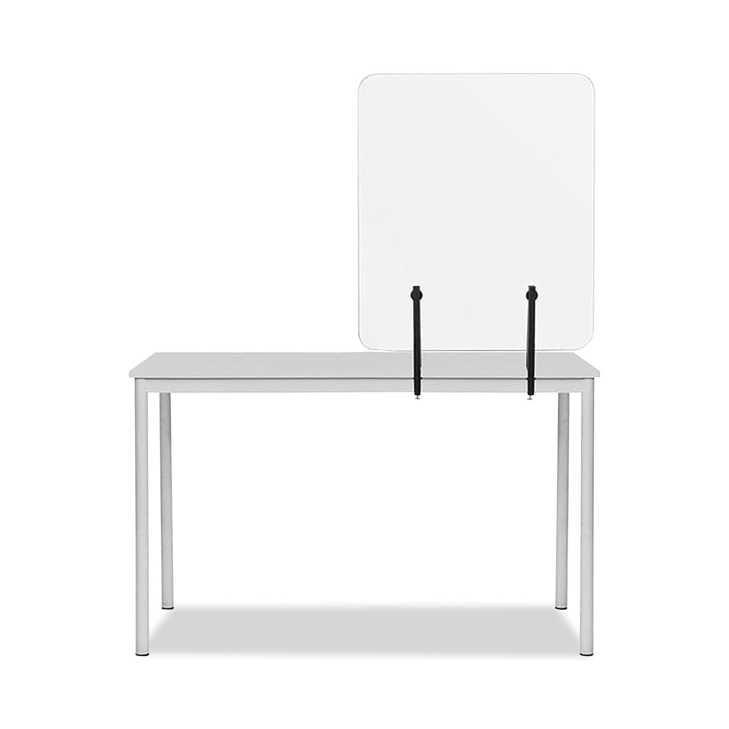 Protector Series Frameless Glass Desktop Divider, 23.6 X 0.16 X 35.4, Clear/aluminum