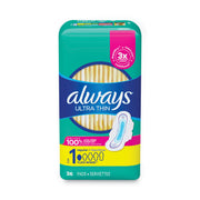 Always Flexi-Wing Ultra Thin Pads, Regular, Anti-leak, Comfortable, Absorbent, Mint Green, 36 Pack