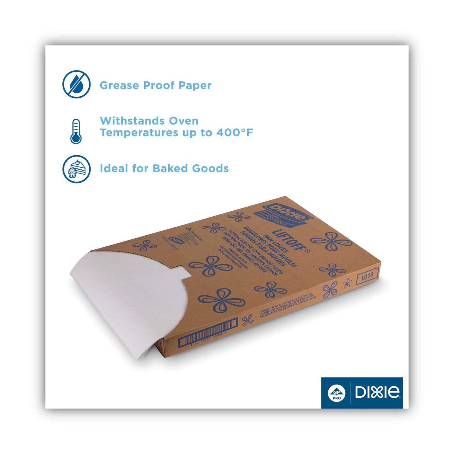 Greaseproof Liftoff Pan Liners, 16.38 x 24.38, White, 1,000/Carton