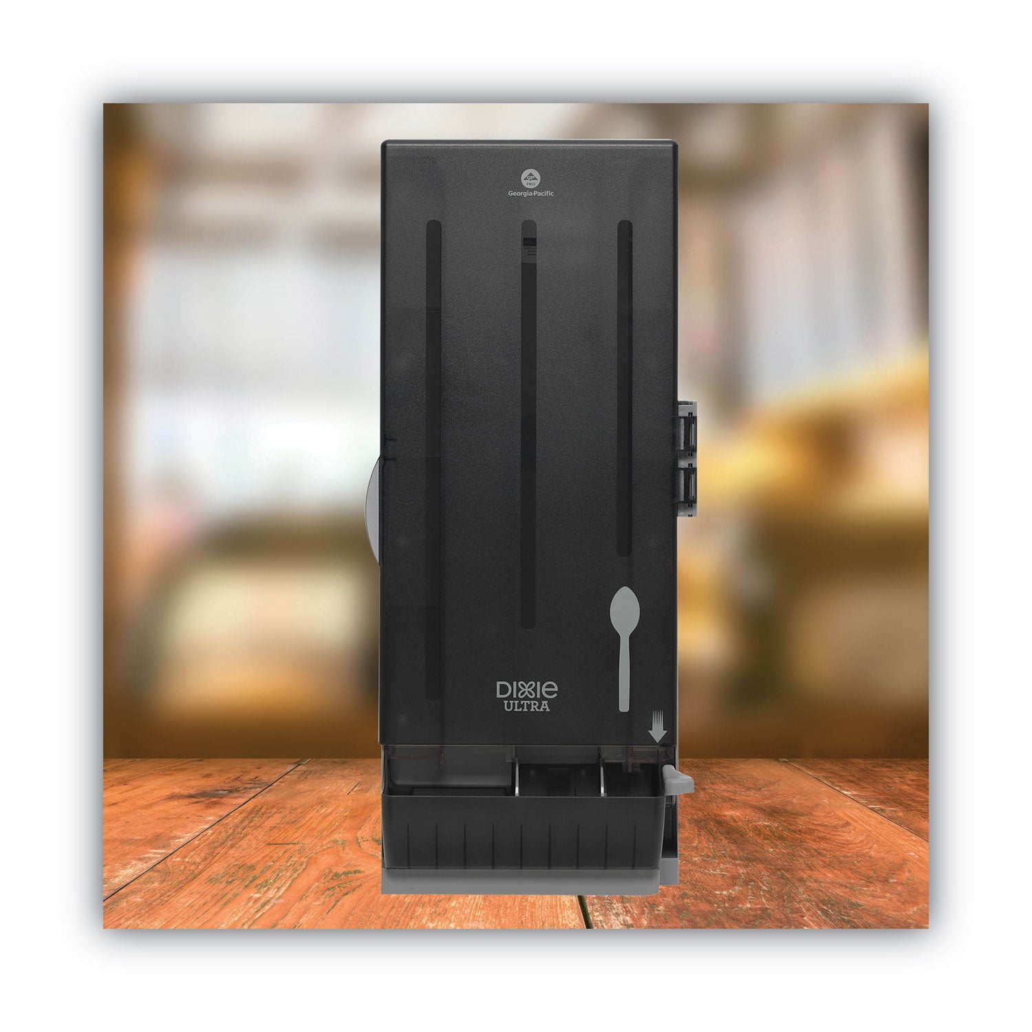 SmartStock Utensil Dispenser, Holds 120 Spoons, 10 x 8.75 x 24.75, Translucent Black