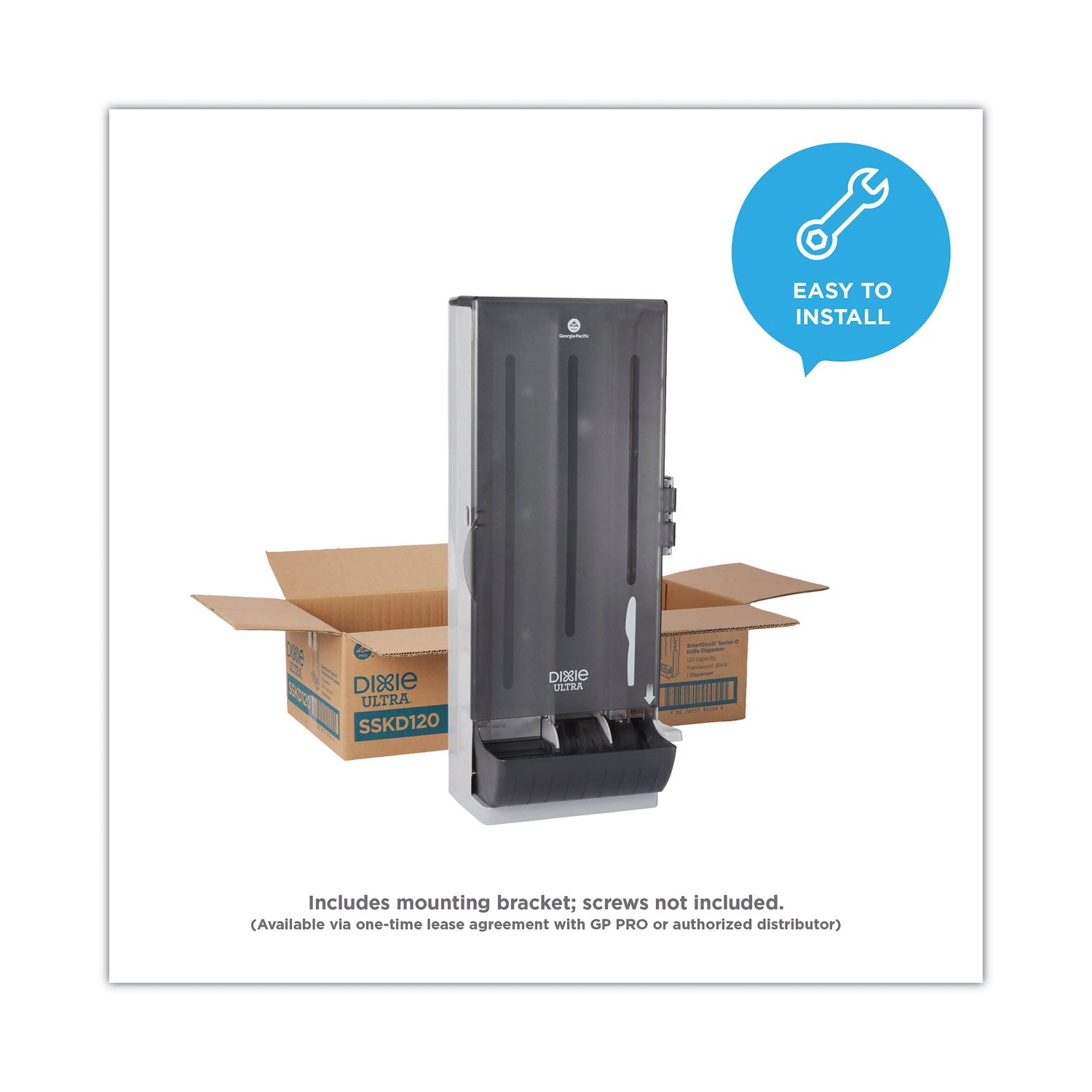 SmartStock Utensil Dispenser, Holds 120 Knives, 10 x 8.75 x 24.75, Translucent Black