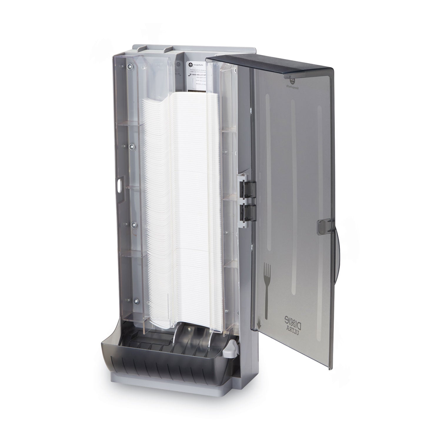 SmartStock Utensil Dispenser, Holds 120 Forks, 10 x 8.78 x 24.75, Smoke