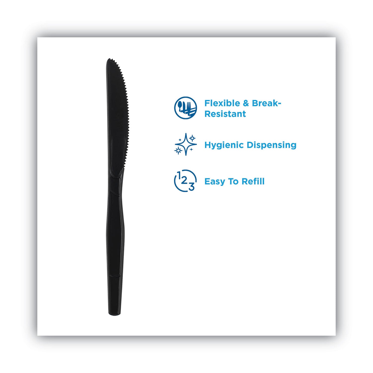 SmartStock Plastic Cutlery Refill, Series-O, Heavyweight Knife, Black, 40/Pack, 24 Packs/Carton