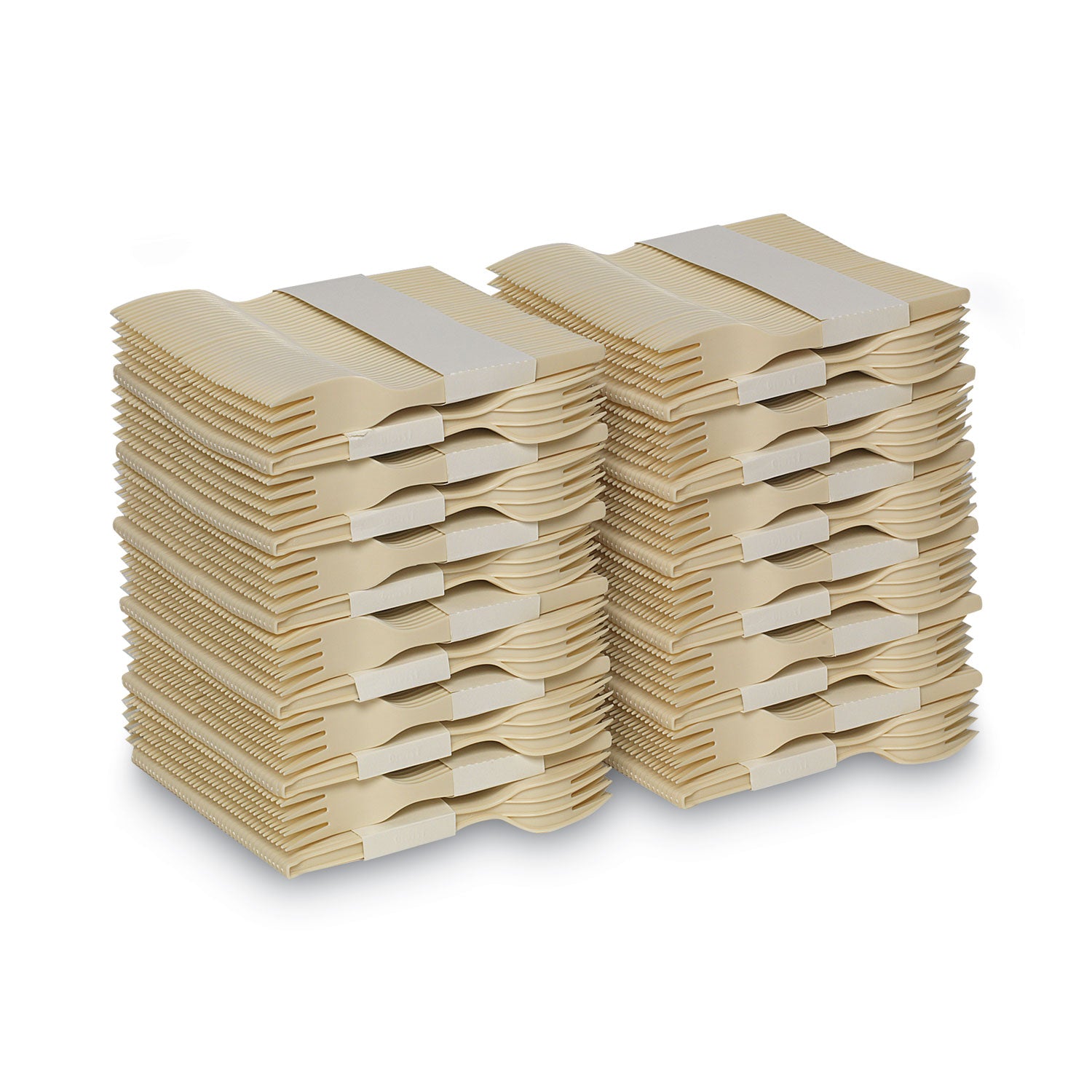 SmartStock Plastic Cutlery Refill, Series-O, Mediumweight Fork, Beige, 40/Pack, 24 Packs/Carton
