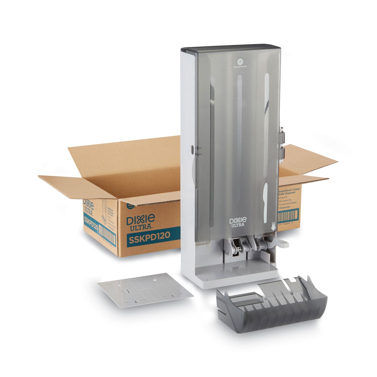 SmartStock Utensil Dispenser, Holds 120 Knives, 10 x 8.78 x 24.75, Smoke