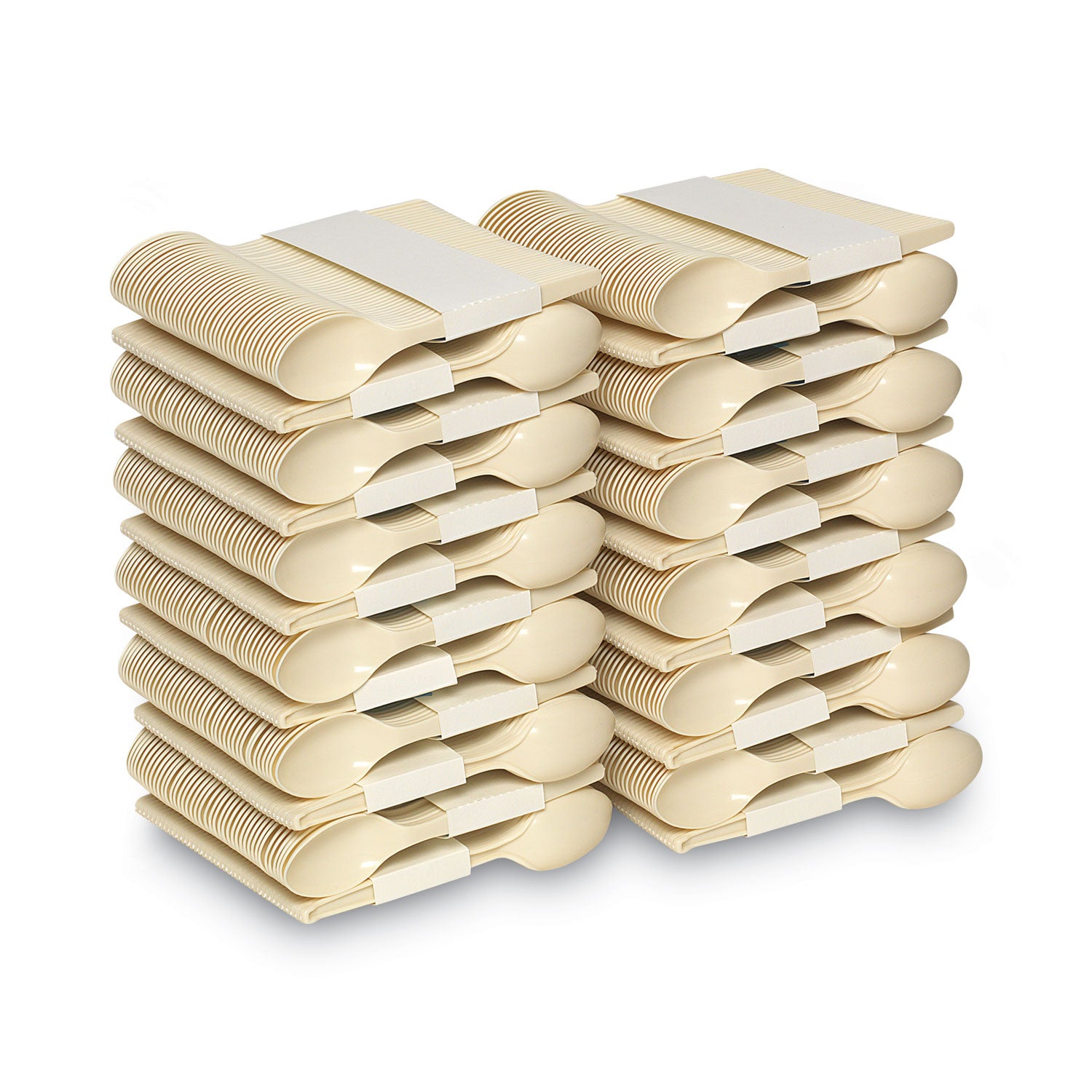 SmartStock Plastic Cutlery Refill, Series-O, Mediumweight Spoon, Beige, 40/Pack, 24 Packs/Carton