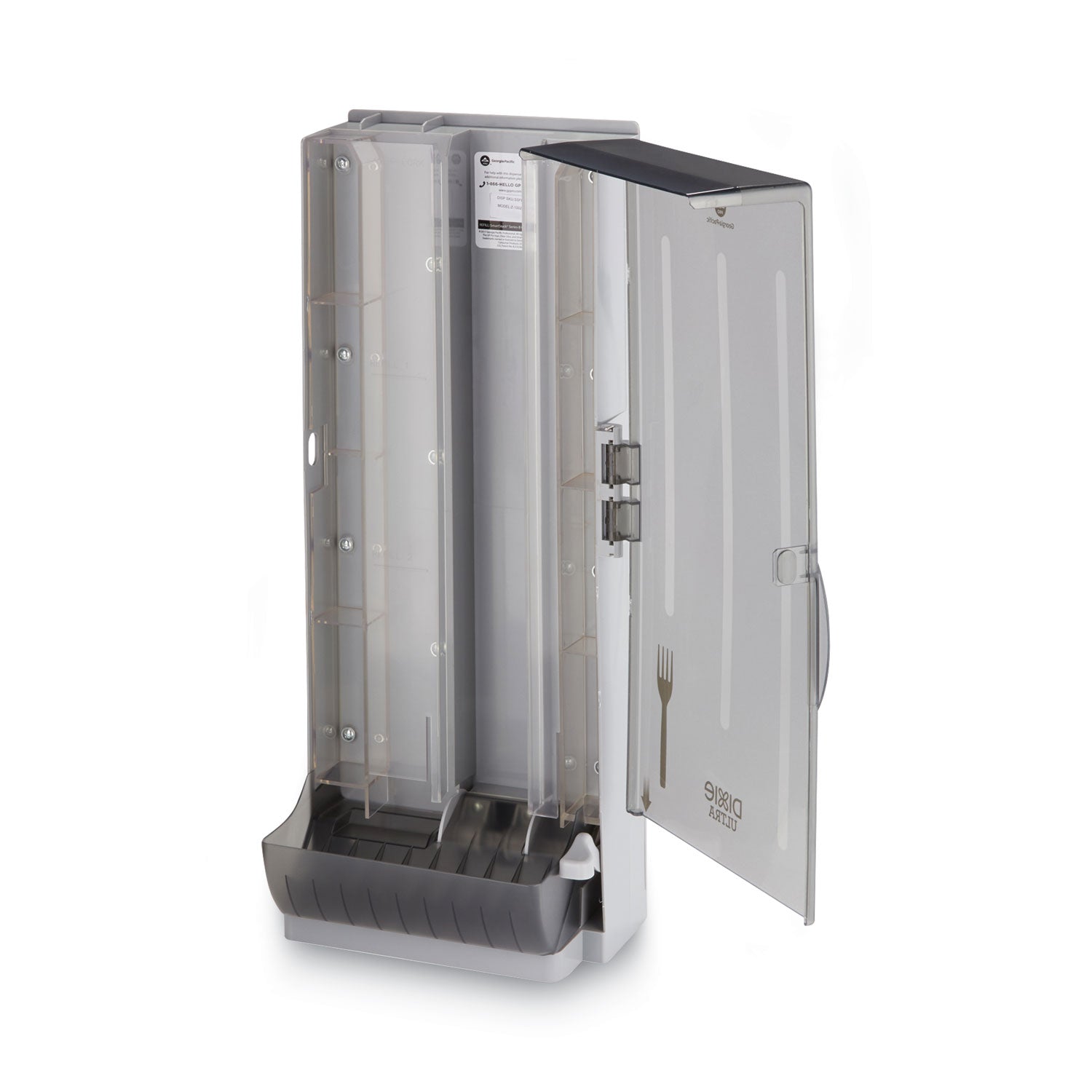 SmartStock Utensil Dispenser, Holds 120 Forks, 10 x 8.78 x 24.75, Smoke