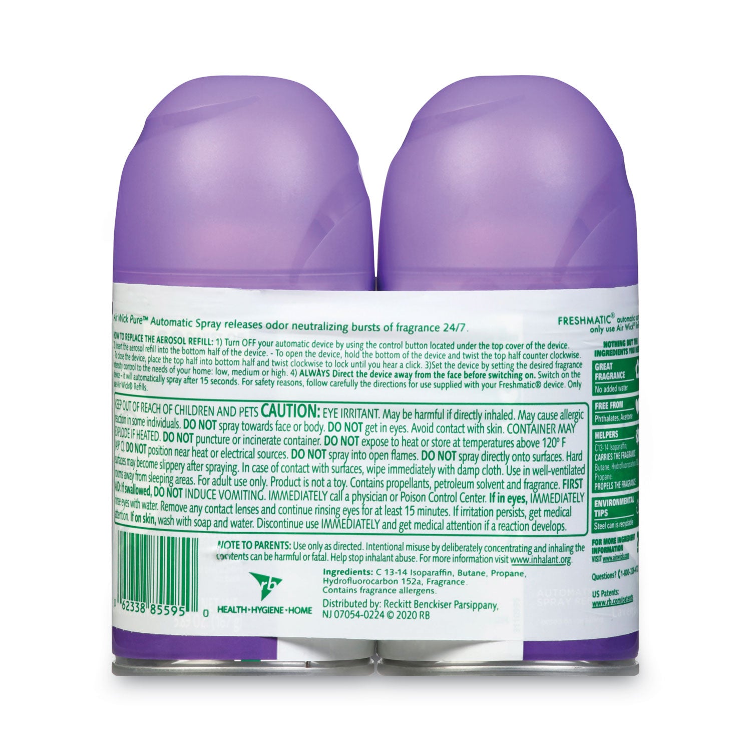 Air Wick Lavender Refill Pack, Aerosol, 5.90 oz, 60 Day Odor Neutralizer, Long Lasting, 1 Pack