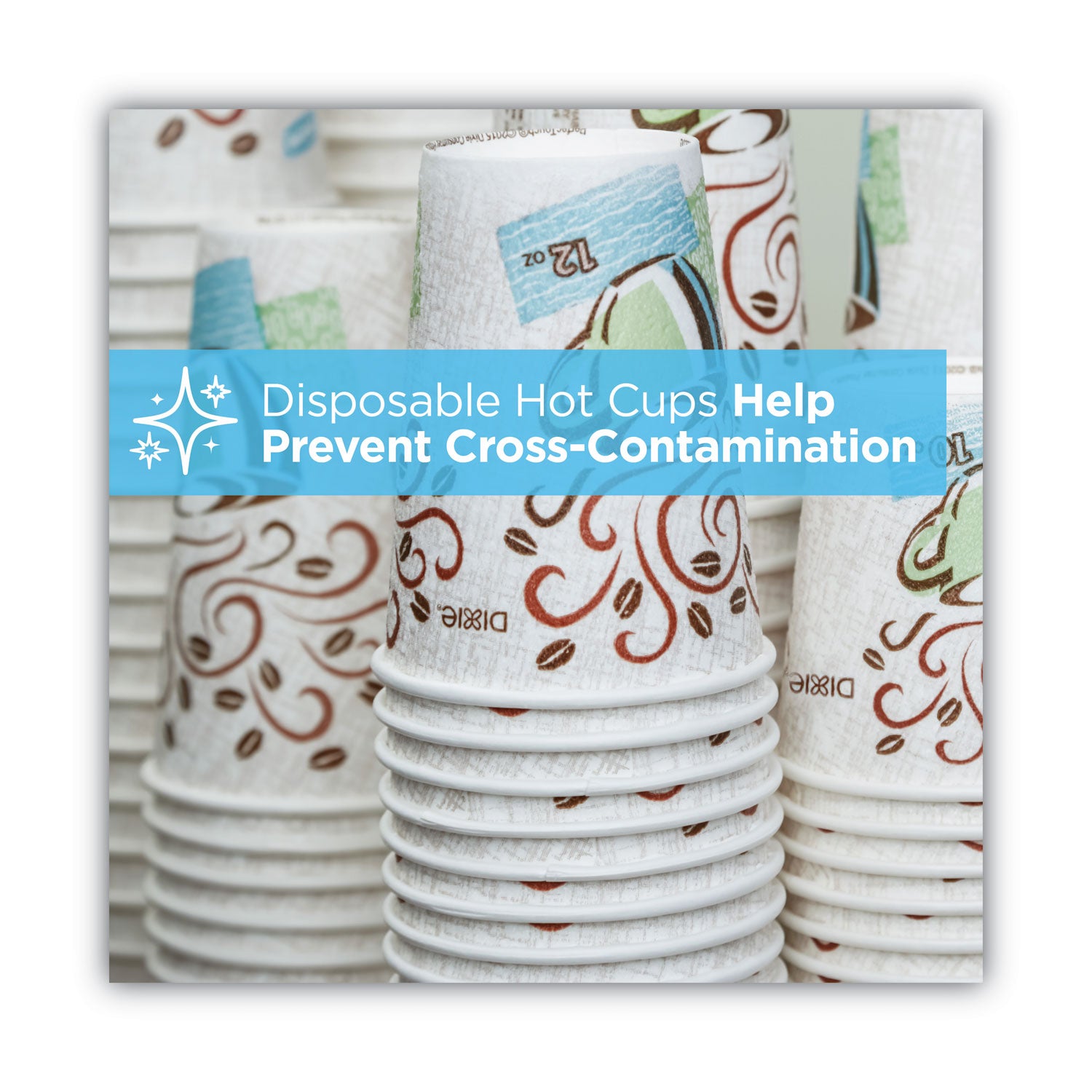 Dixie PerfecTouch 12 oz Hot Coffee Cup and Lid Sets by GP Pro - 12 fl oz - White - Paper - Hot Drink, Coffee, Beverage - 50/Pack - 6 / Carton