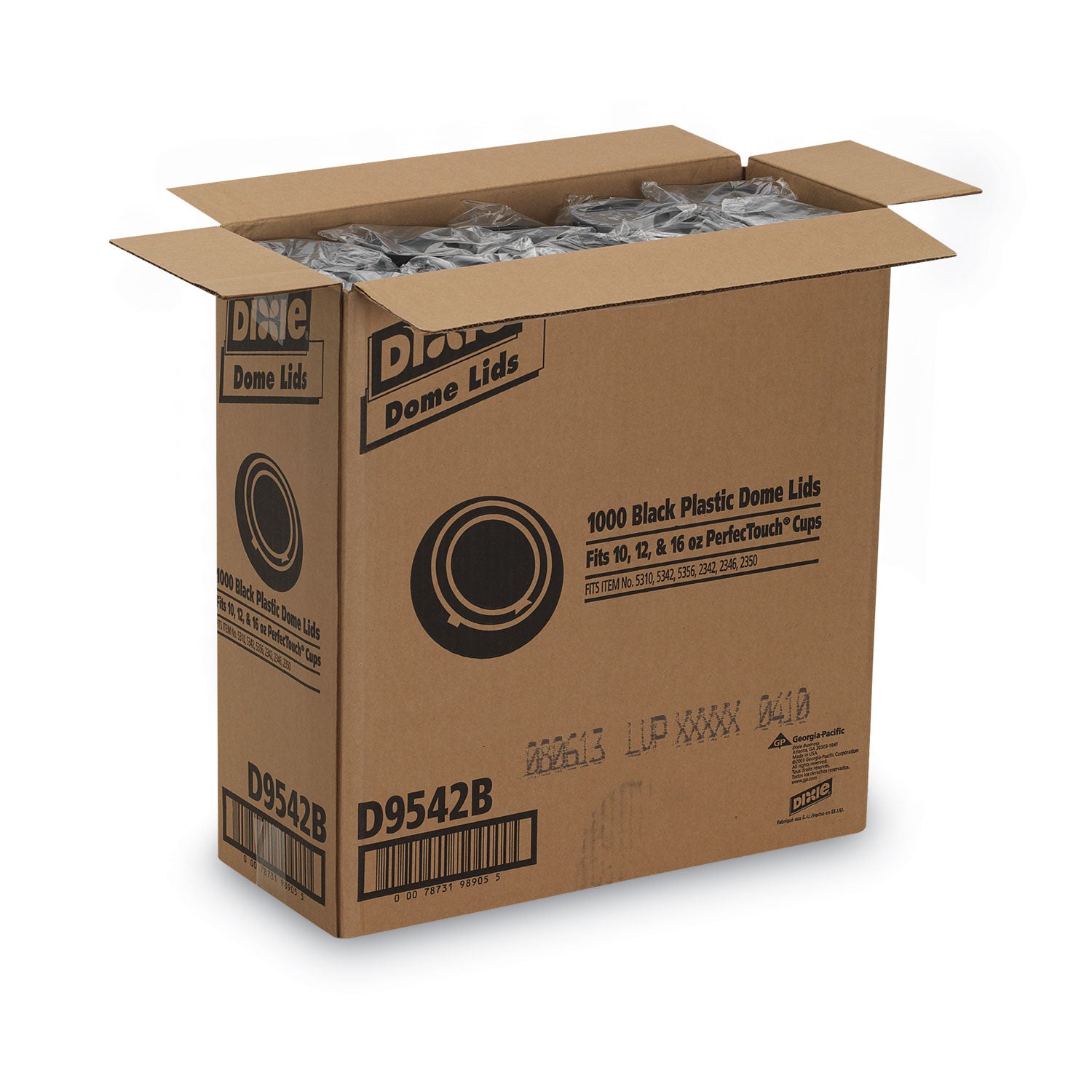 Dixie Hot Cup Lid - Dome - Black - 100/Pack - 10 / Carton